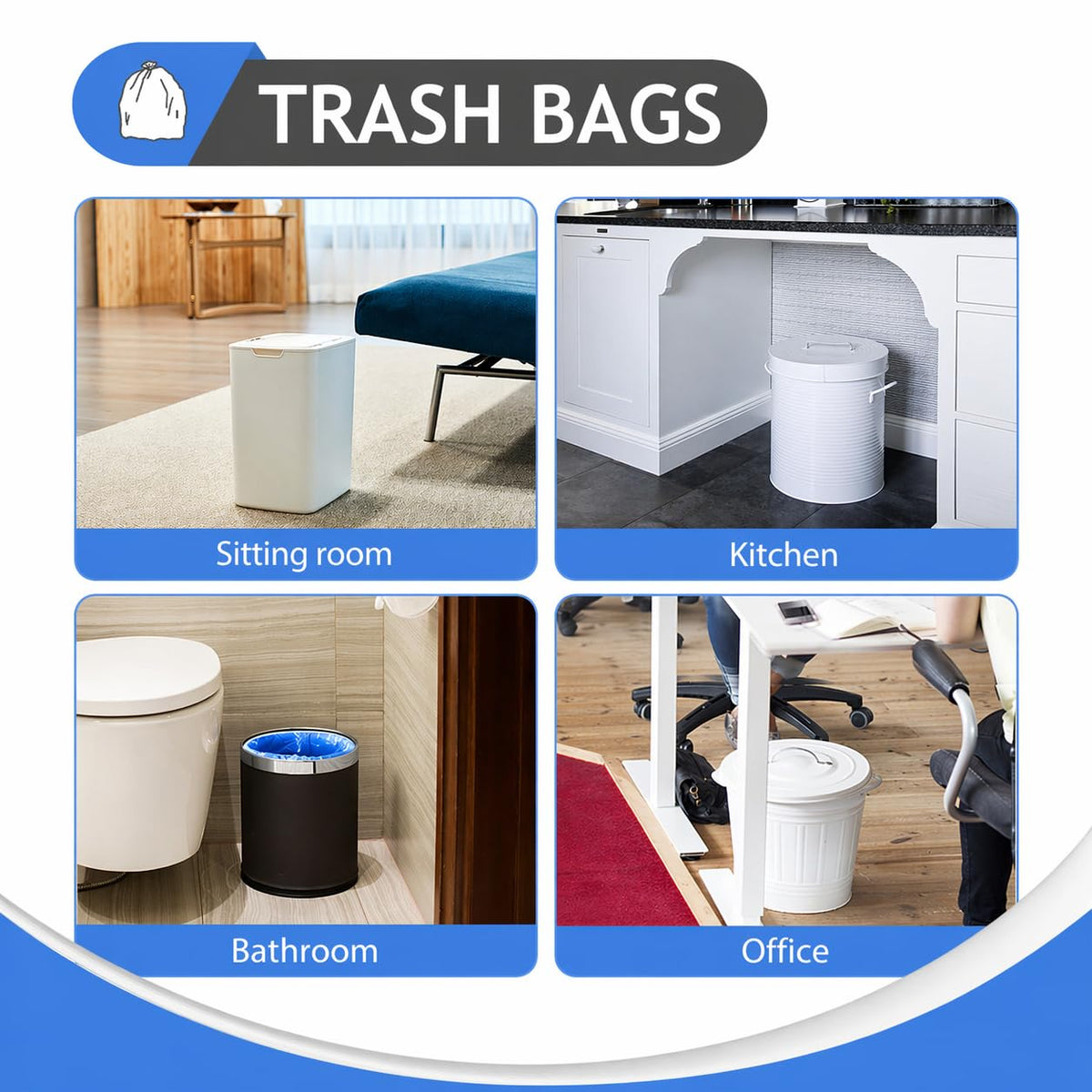 Small Blue Trash Bags 4 Gallon 160 Count Kitchen Garbage Bags