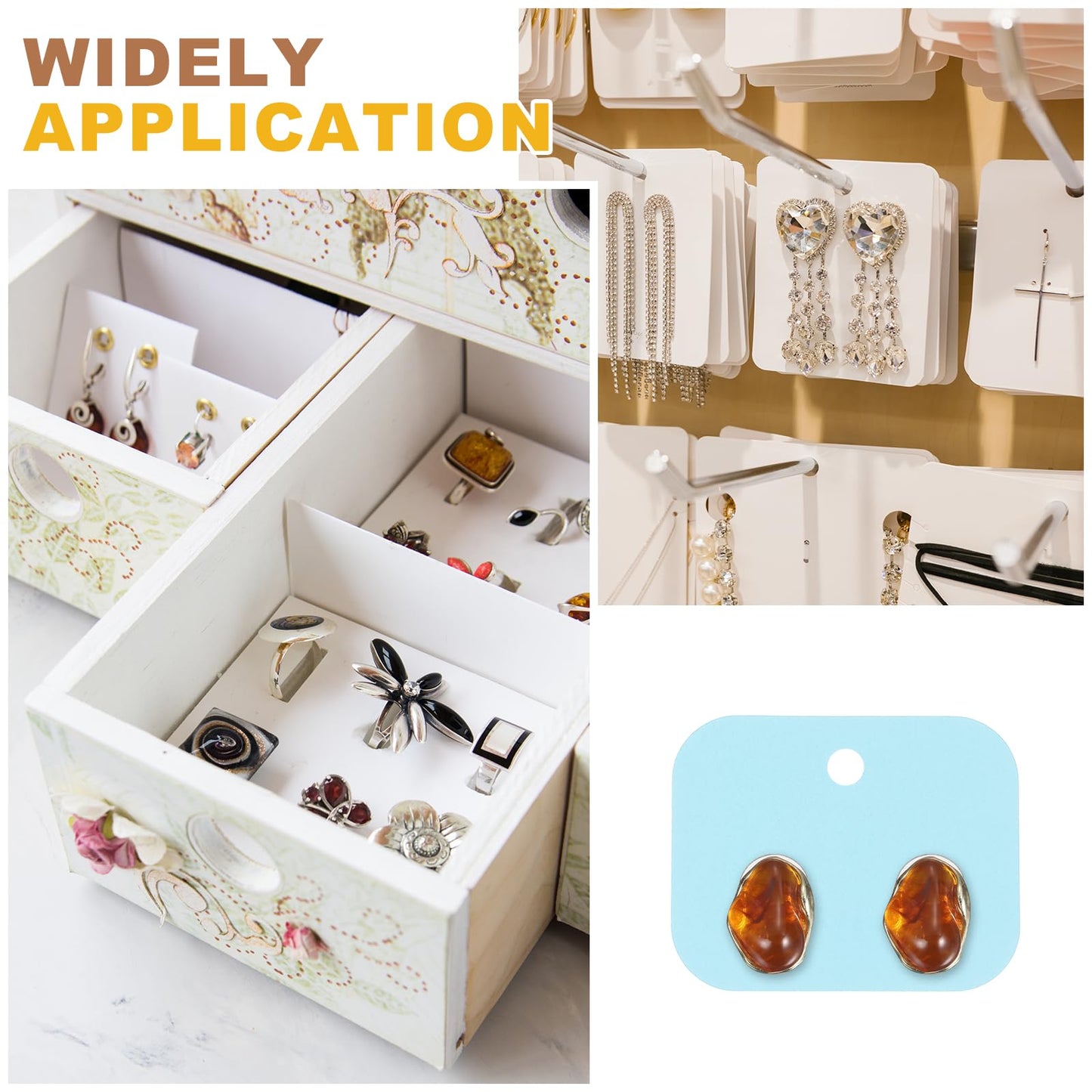 PATIKIL 400Pcs Earring Display Cards, 1.6"x2" Kraft Paper Stud Earring Holder Card, Blank Hanging Tag 2 Holes for Ear Stud Small Jewelry Selling Packaging Supply, Light Blue