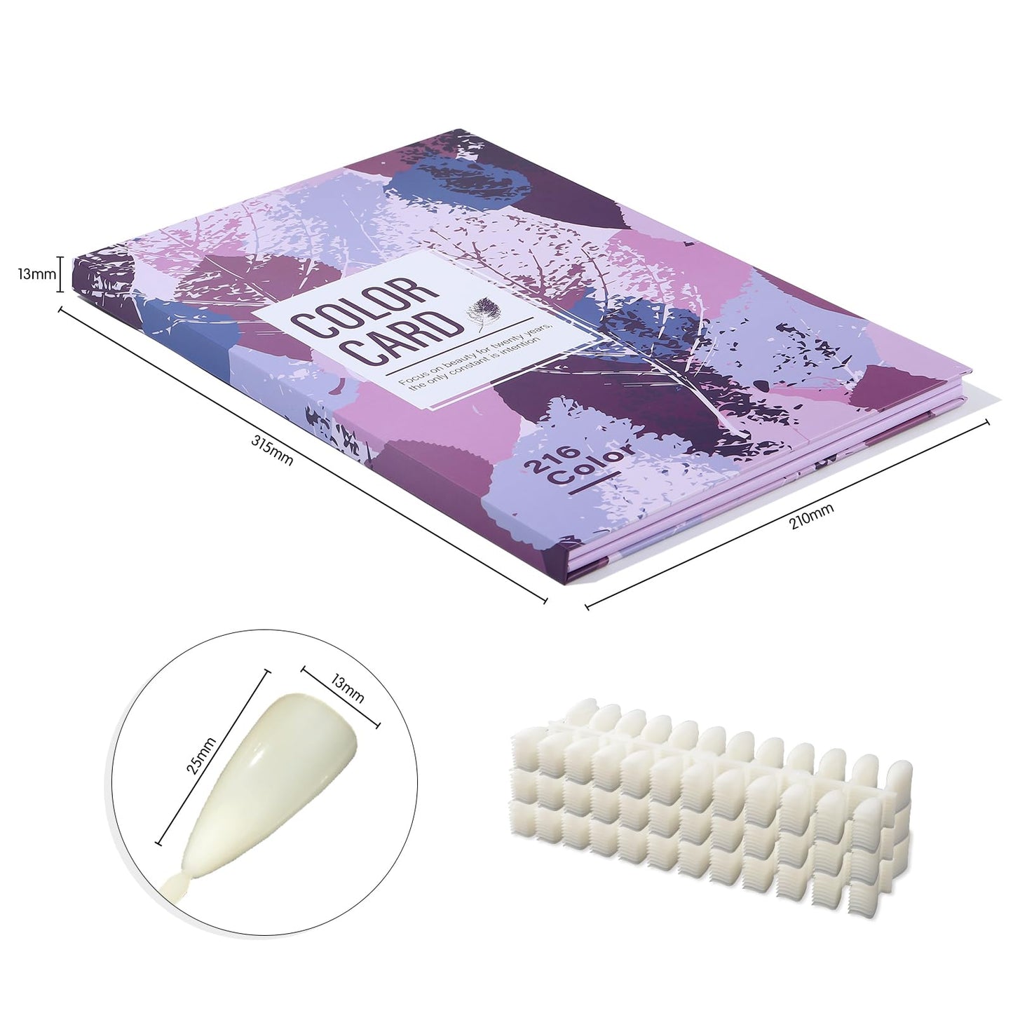 Acycoin2A 216 Nail Color Chart Display Gel Polish Color Book with 240 False Nail Tips and Number Sticker (A)