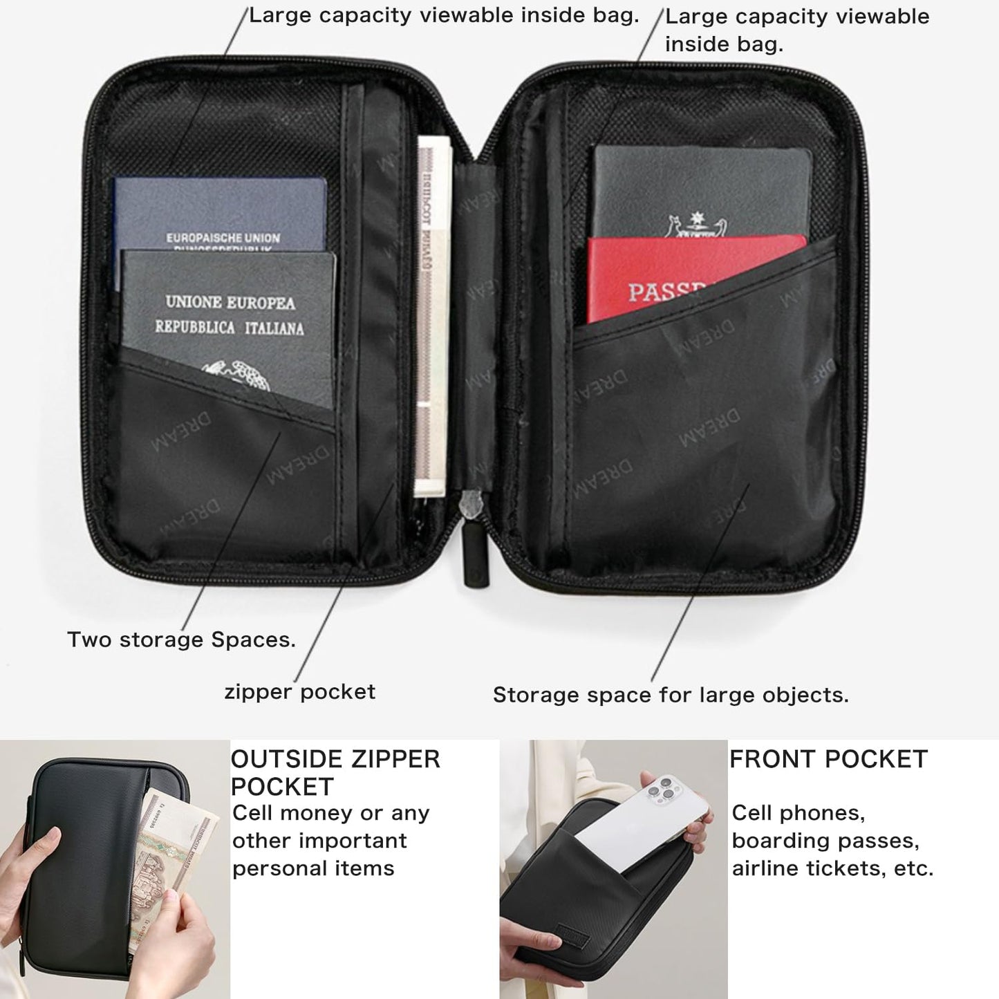 Higoney Waterproof Passport Holder, RFID Blocking Wallet, Portable Travel Document Organizer for Men and Women (Violet)