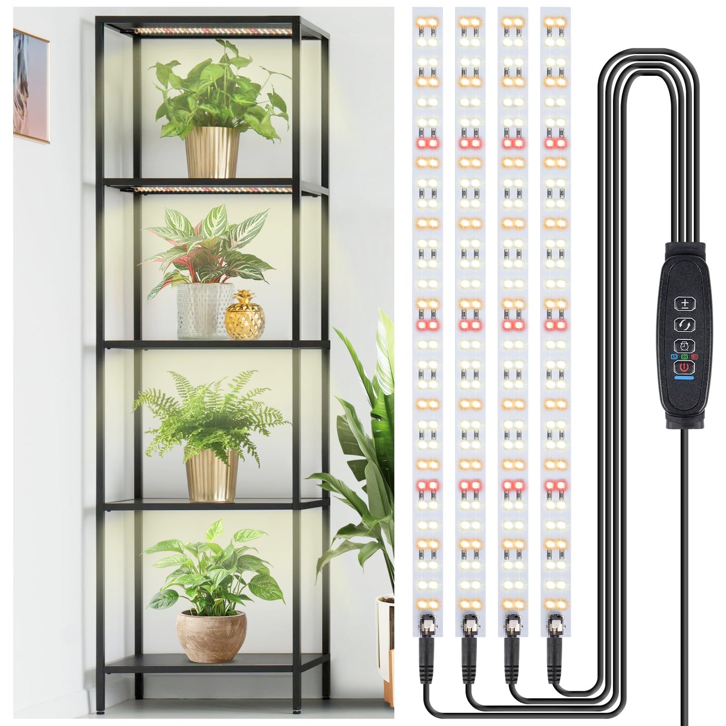 LBW Grow Light Strip for Indoor Plants Full Spectrum, Plant Lights for Indoor Growing with 10 Brightness Levels & Timer 4/8/12 Hours, 240 LED Grow Lights for Plant Growing, 1 Pack