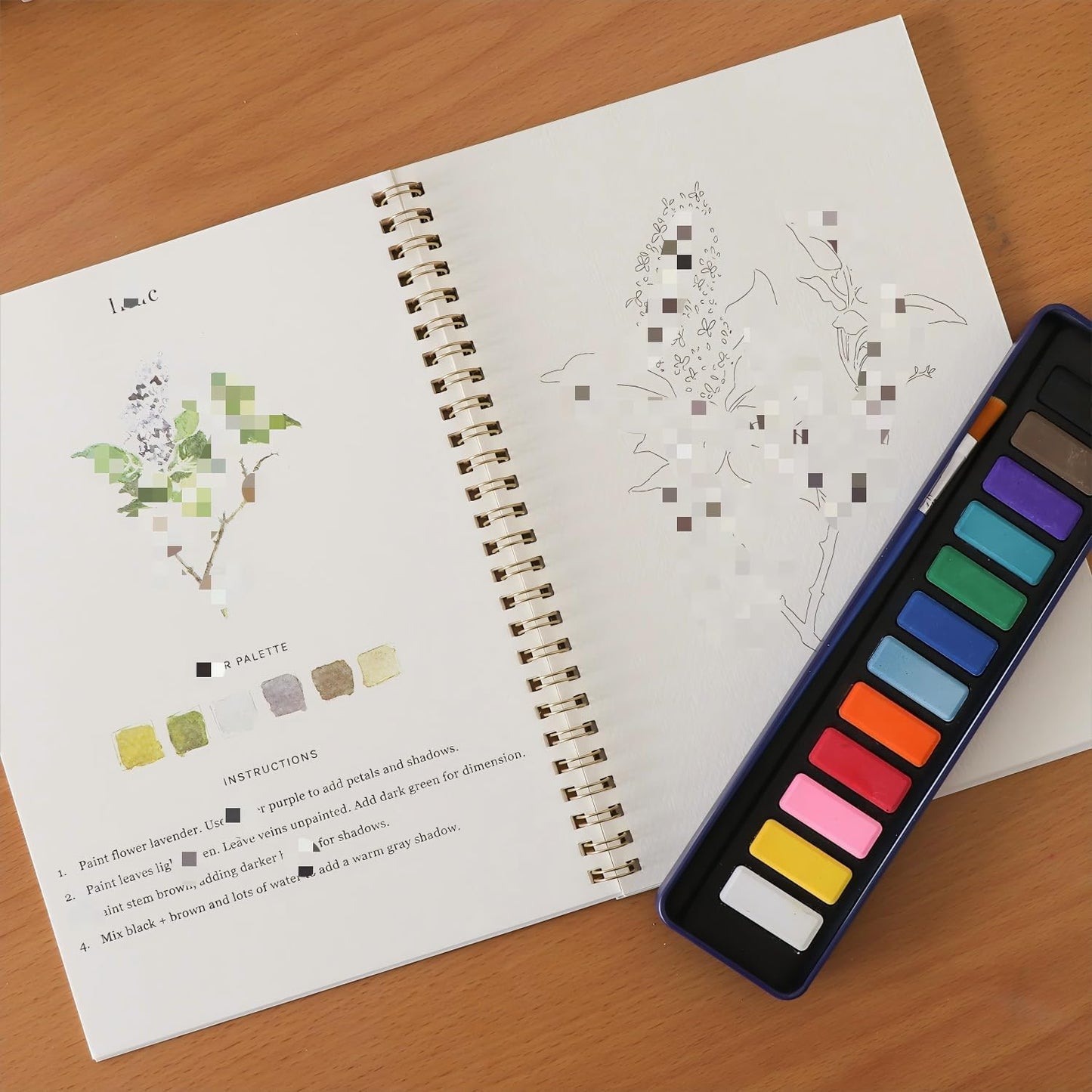 Puasyto Watercolor Workbook for Adults & Beginners: 12-Color Set with Brush (starfish-a1)