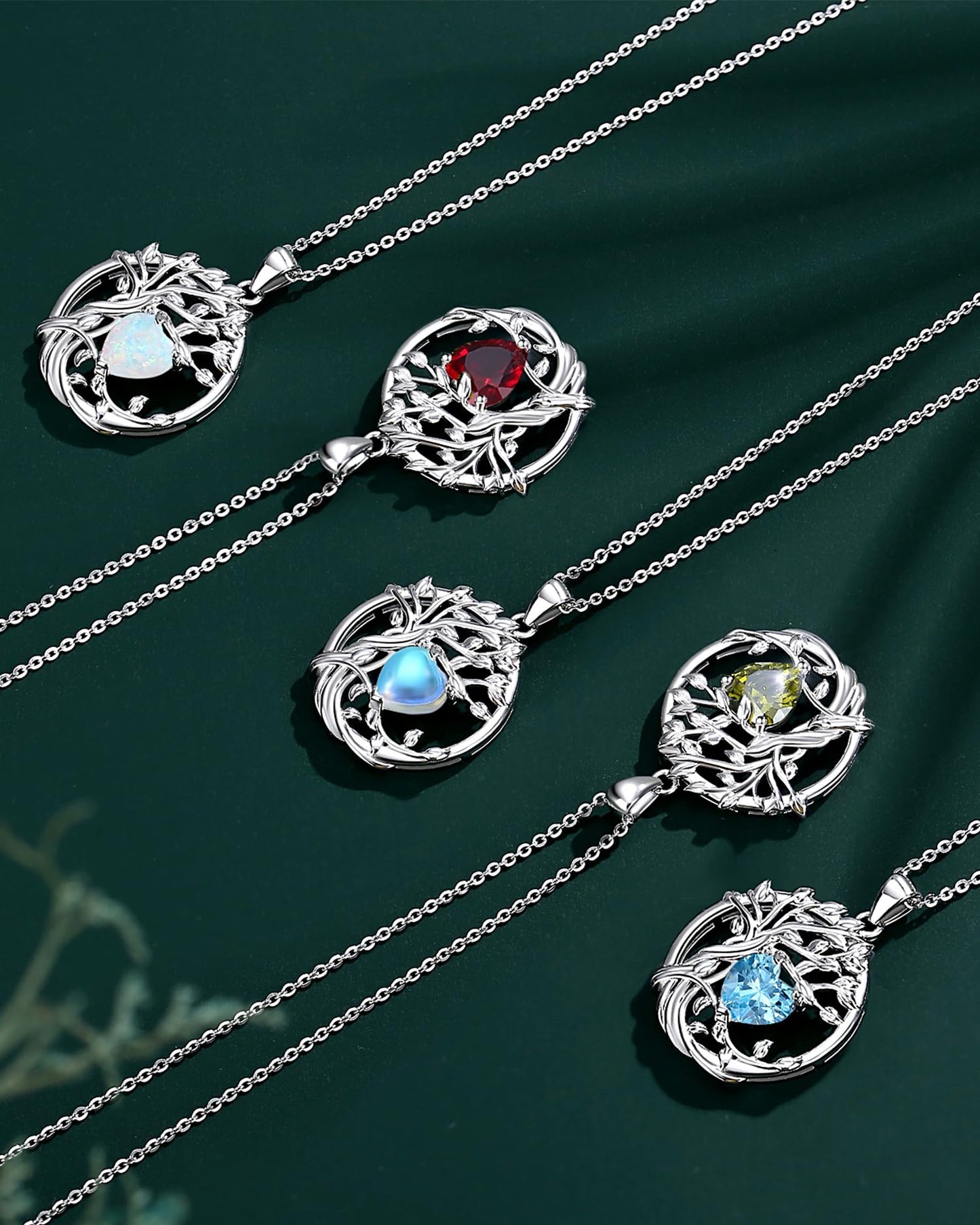 FANCIME Tree of life Birthstone necklace for women Sterling Silver Tree Jewelry Garnet Pendant January Birthstone Necklace Red Gemstone Anniversary Birthday Mothers Day Gifts for Wife Her