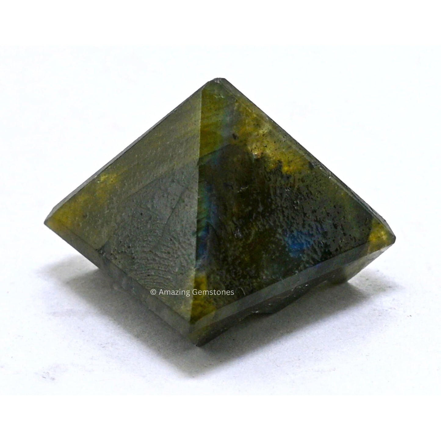 Amazing Gemstone Labradorite Crystal Pyramid with 9 Pyramid Plate Bottom - 1" Mini Pyramid Figurine of Natural Stone Pyramid for Meditation, Reiki, Chakra Balancing Vastu Pooja and Crystal Grids