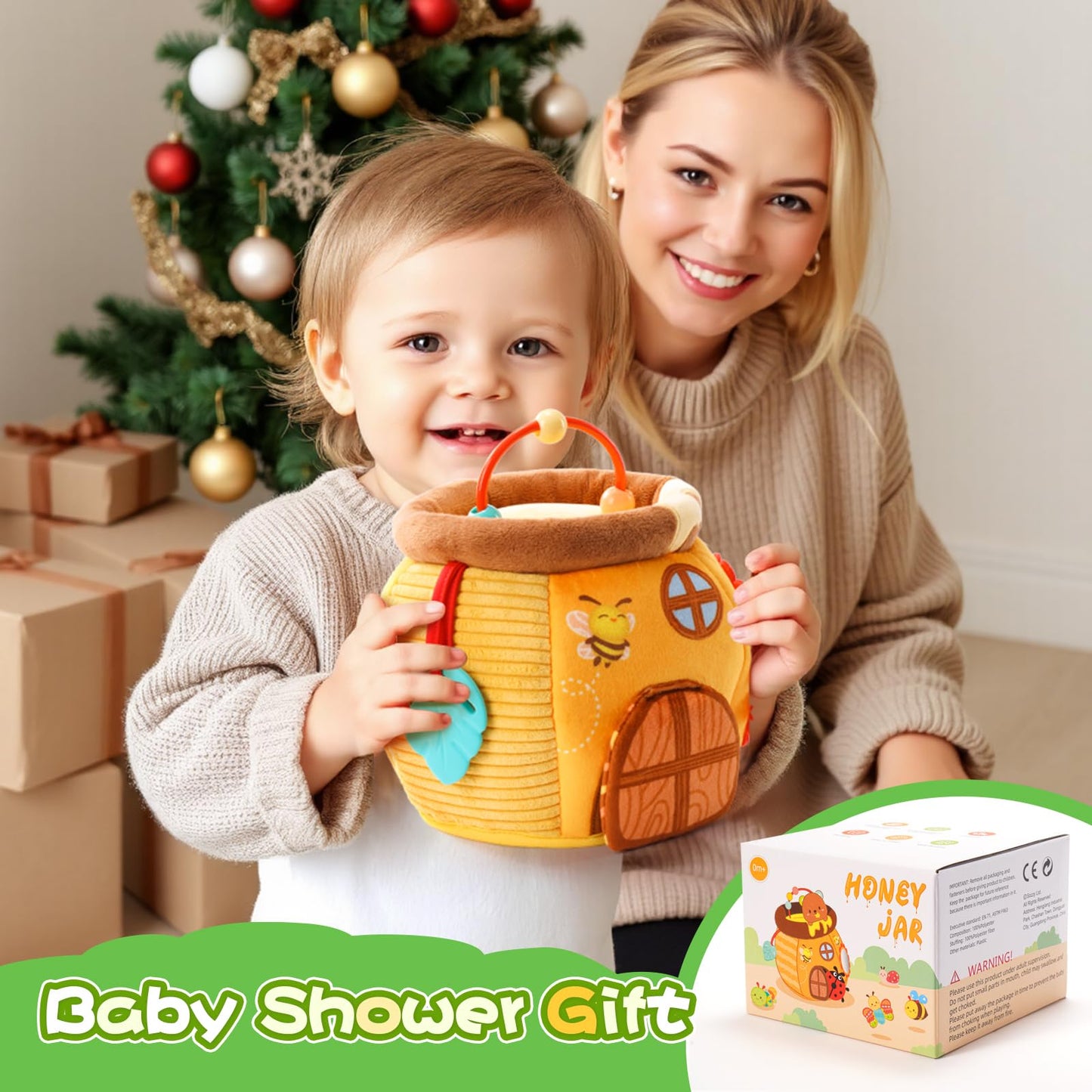 Koty Baby Toys 0-6 Months,Bee House Sensory Toy, Interactive Plush Beehive wtih rattles, queaker, Mirror, Busy Montessori Soft Toys for Toddlers 0-3,Development Toy for Infants 6-12 Months