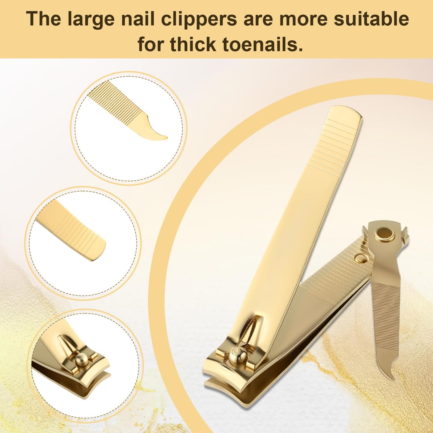 Bememo 12 Pieces Stainless Nail Clippers Set Fingernail and Toenail Clippers Nail Cutter Tool Set for Men and Women(Gold)