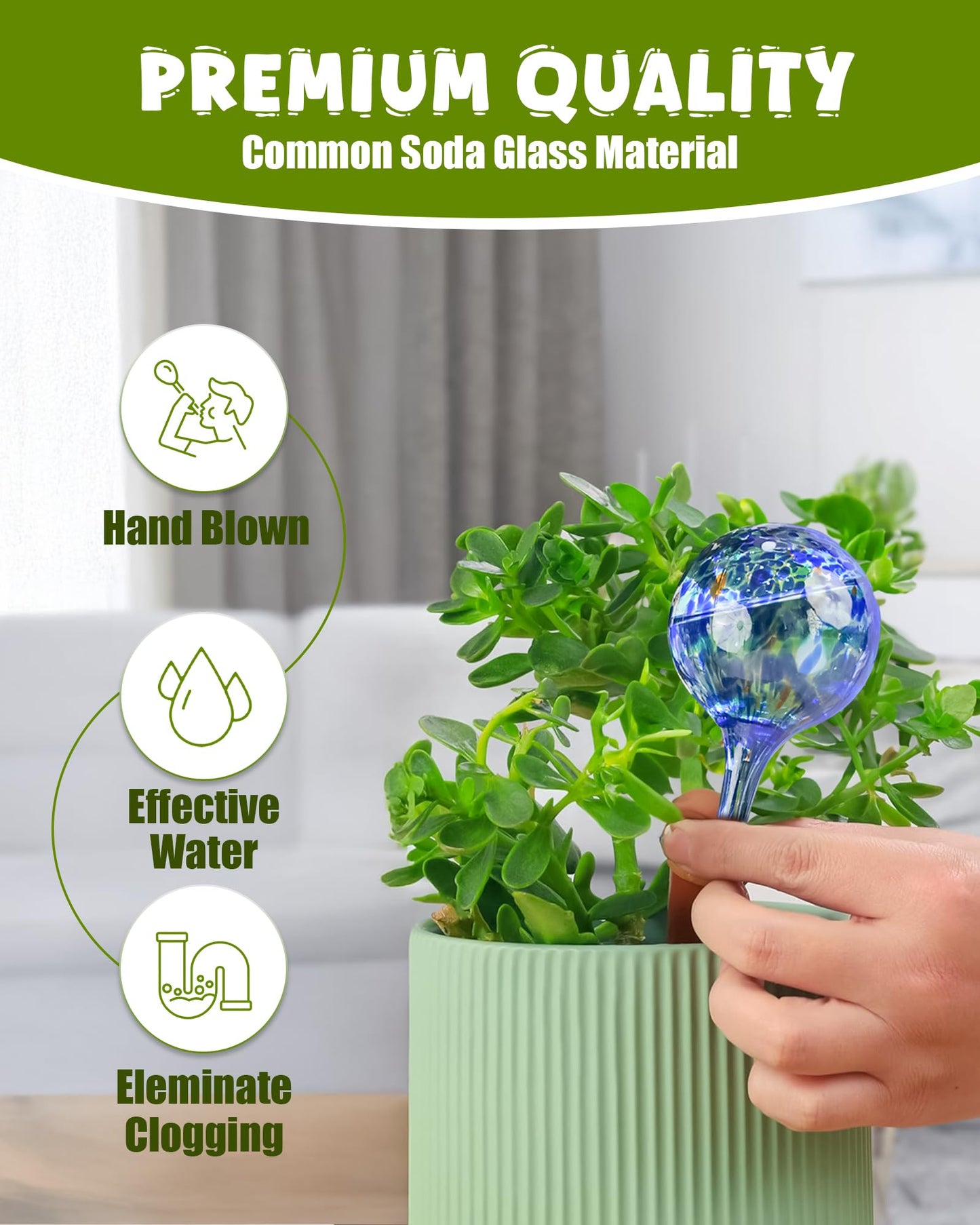 Iridescent Self Watering Globes, Glass Rainbow Plant Watering Globes, Self Watering Planter Insert, Automatic Plant Waterer Indoor (Small-6 Pcs Multi-Color)