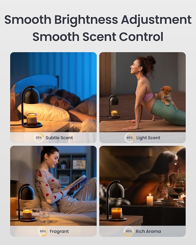 SwitchBot Smart Candle Warmer Lamp with Timer & Voice Control — Dimmable Flameless Candle Wax Melter, Matter-Enabled for Apple Home & Alexa, Perfect Valentine & Birthday Gift for Women, Home Decor
