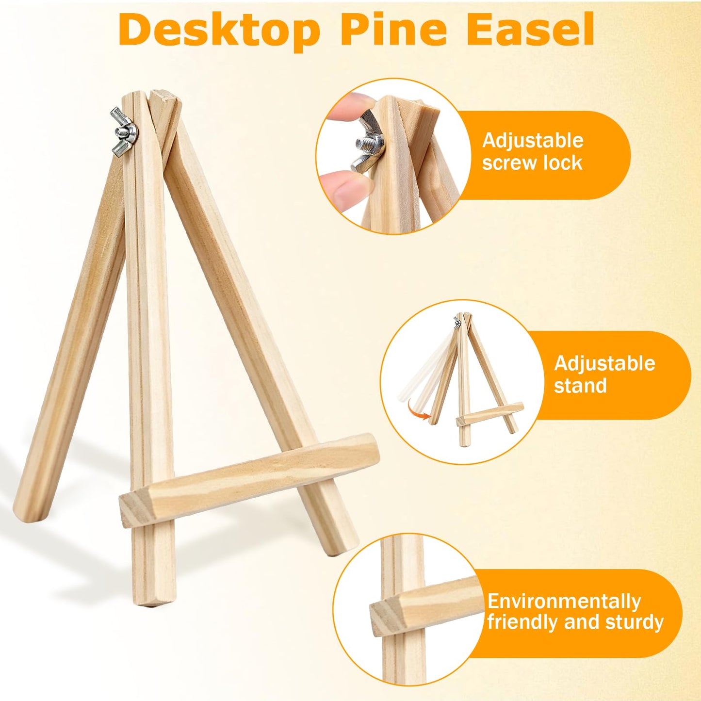6 Pack Mini Canvas and Easel Set 6''x8'' Small Blank Canvas Boards with Pine Wood Easels - Beginner Painting Kit for Acrylic Oil Watercolor &Crafts - Ideal for Tabletop Display and DIY Art Projects