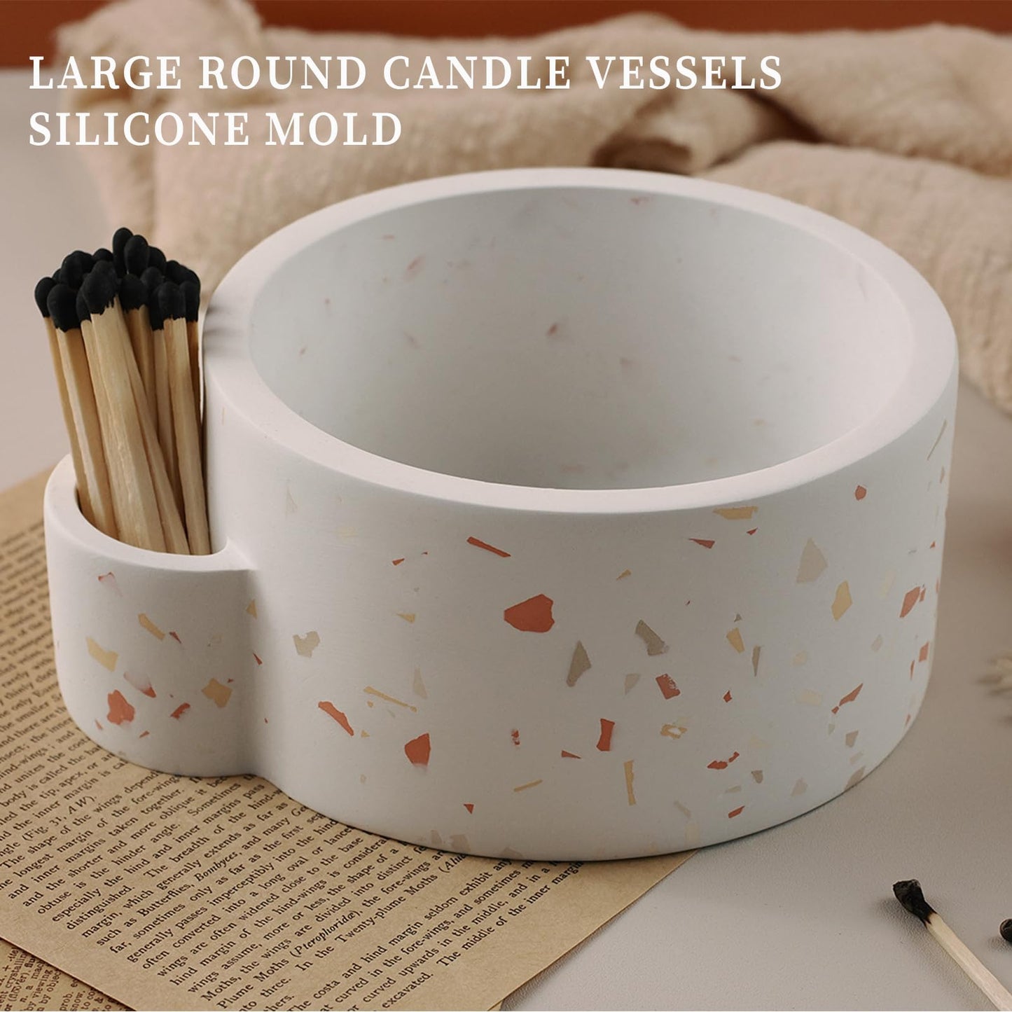 Wehous Large Candle Holder Silicone Resin Concrete Cement Mold, Unique Candle Vessels Jewelry Holder Round Container Jar Box Bowl for DIY Storage Craft Decor