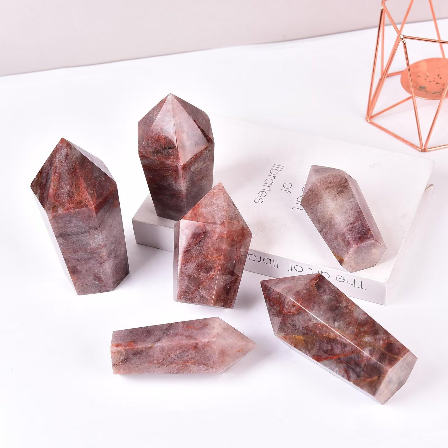 VIZYTOU Red Hematoid Stone Tower Obelisk Large Healing Crystal Rock Point Wand Reiki Healing Meditation Stone 0.6-1.1 LBS