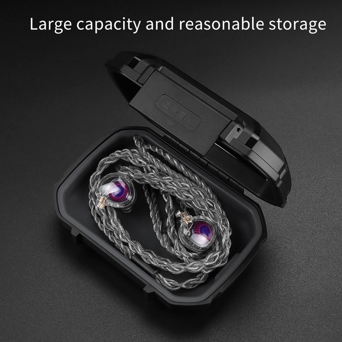 KYUHEEO in Ear Monitor Case, Protective Earphones Storage Box Waterproof Small Earbud Hard Carrying Case for IEM Cables SD Memory Card Camera Chips Ear Tips CCA CCZ IEM