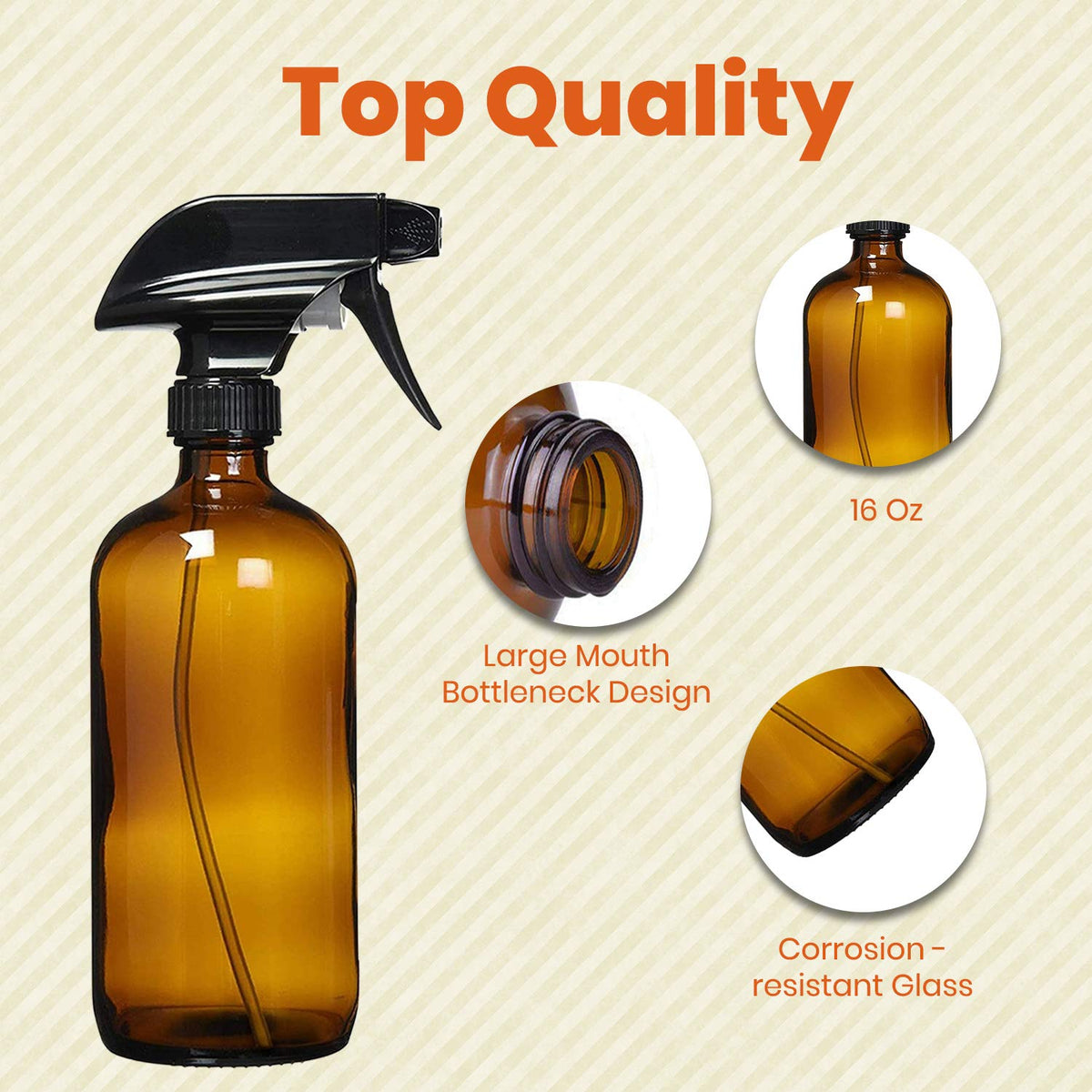 Amber Glass Spray Bottles For Cleaning Solutions (4 Count)