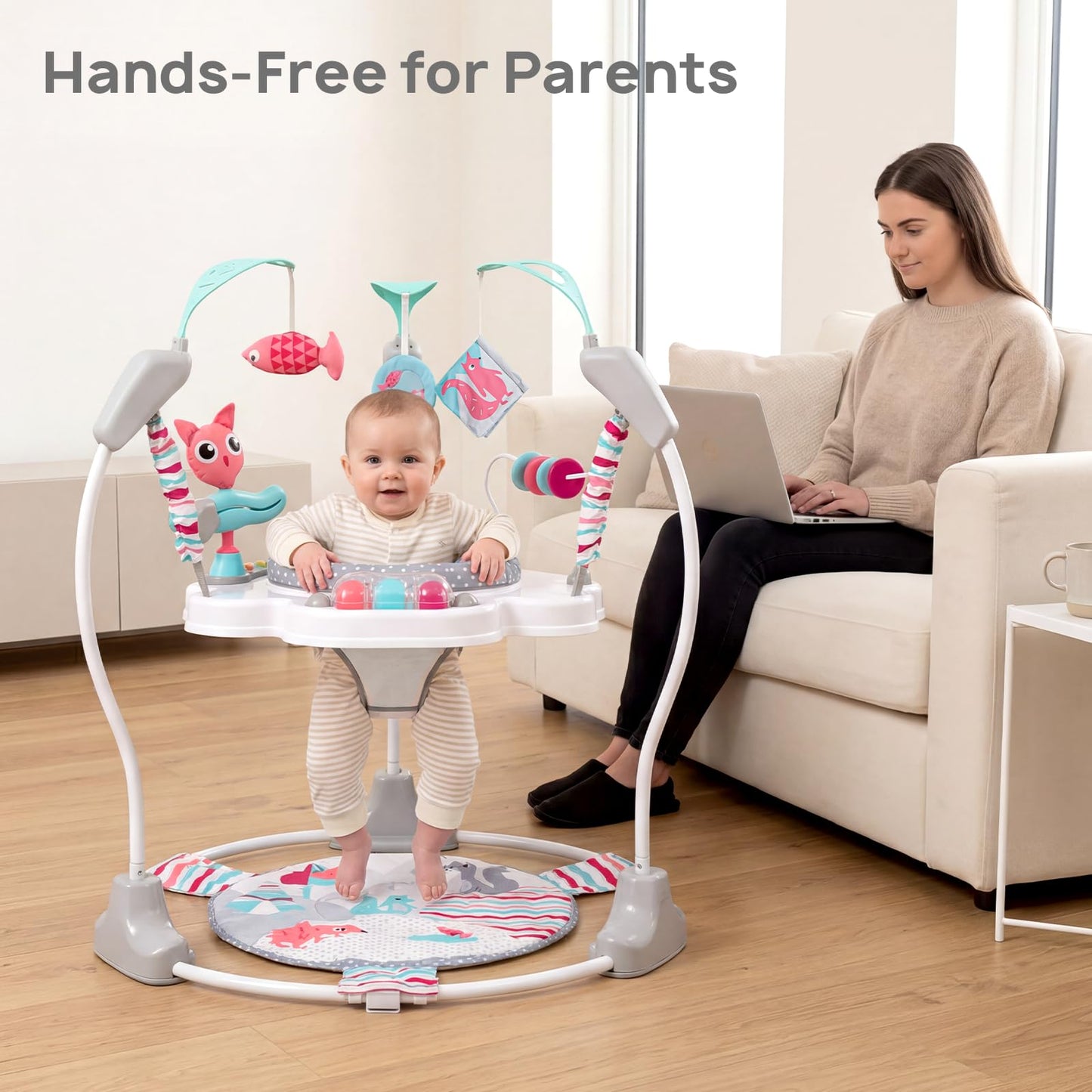 Portable Baby Activity Center Play Center 7-18 Months and Developmental Toys 7-18 Months,Pink