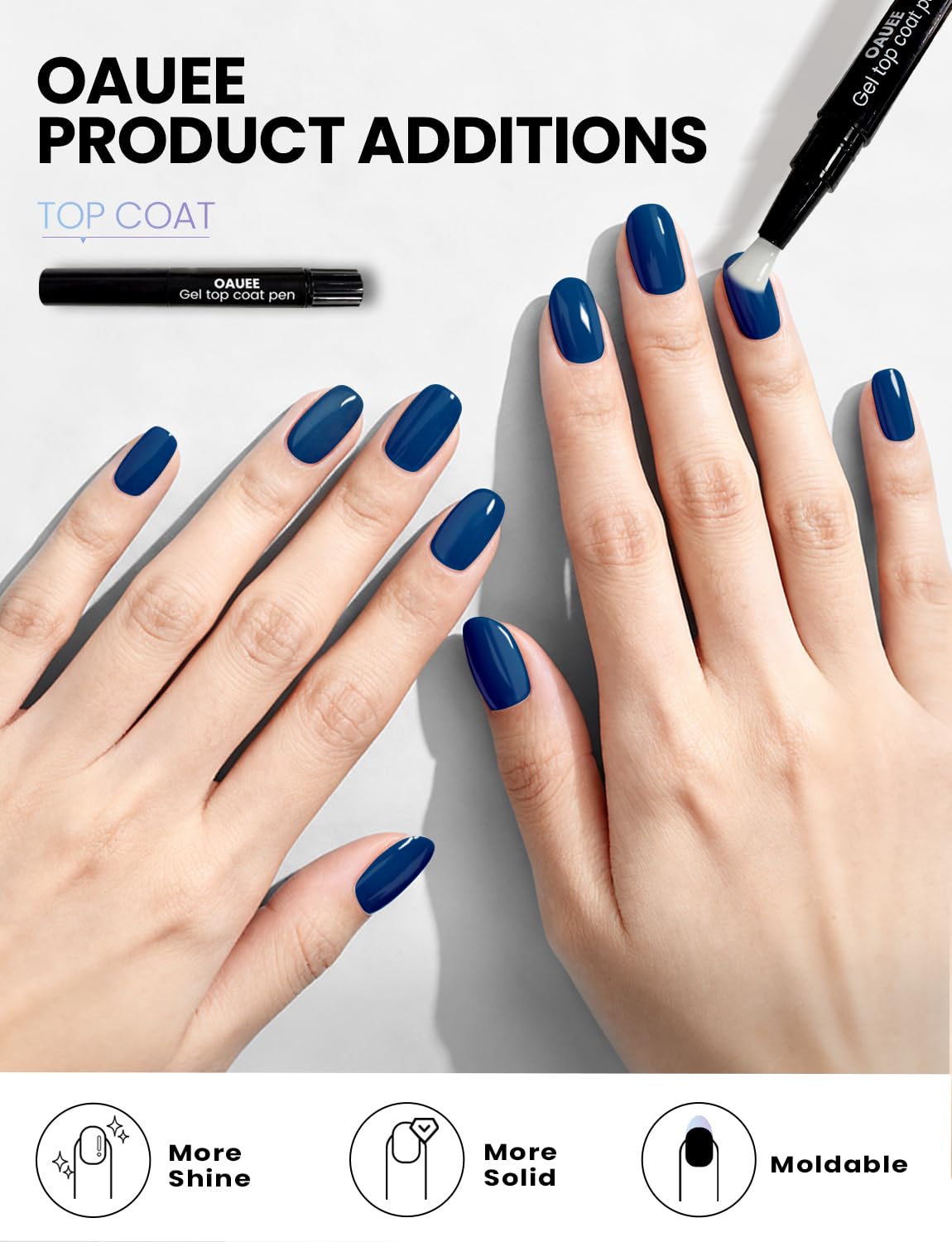 Semi Cured Gel Nail Strips 2 Styles | Built-In Gel Top Coat | UV Light Required | Salon Quality, Easy Application And Removal（Cerulean Hush & Midnight Azure Whisper)