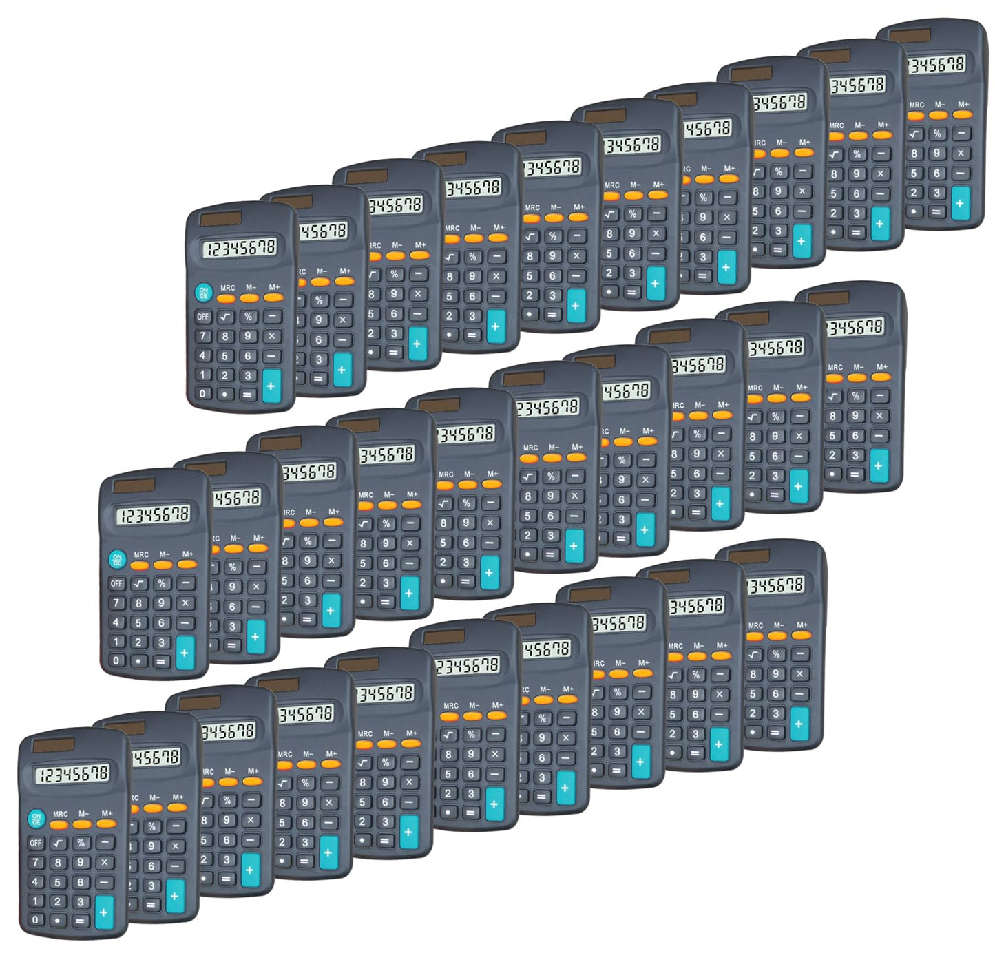 BESTWYA Calculator Small, 4 Function Calculators with Solar Power 8 Digit Small Pocket Size Desktop Handheld for Classroom Desktop Home (Black,Set of 30)