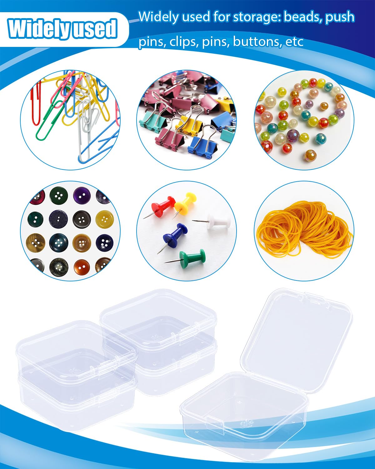 Wuqoioo Small Plastic Case, 24 Pack Clear Plastic Beads Storage Containers Clear Craft Storage Boxes Mini Storage Containers For Small Items, Crafts, Jewelry, Hardware (3.3 x 3.3 x 1.2 inches)