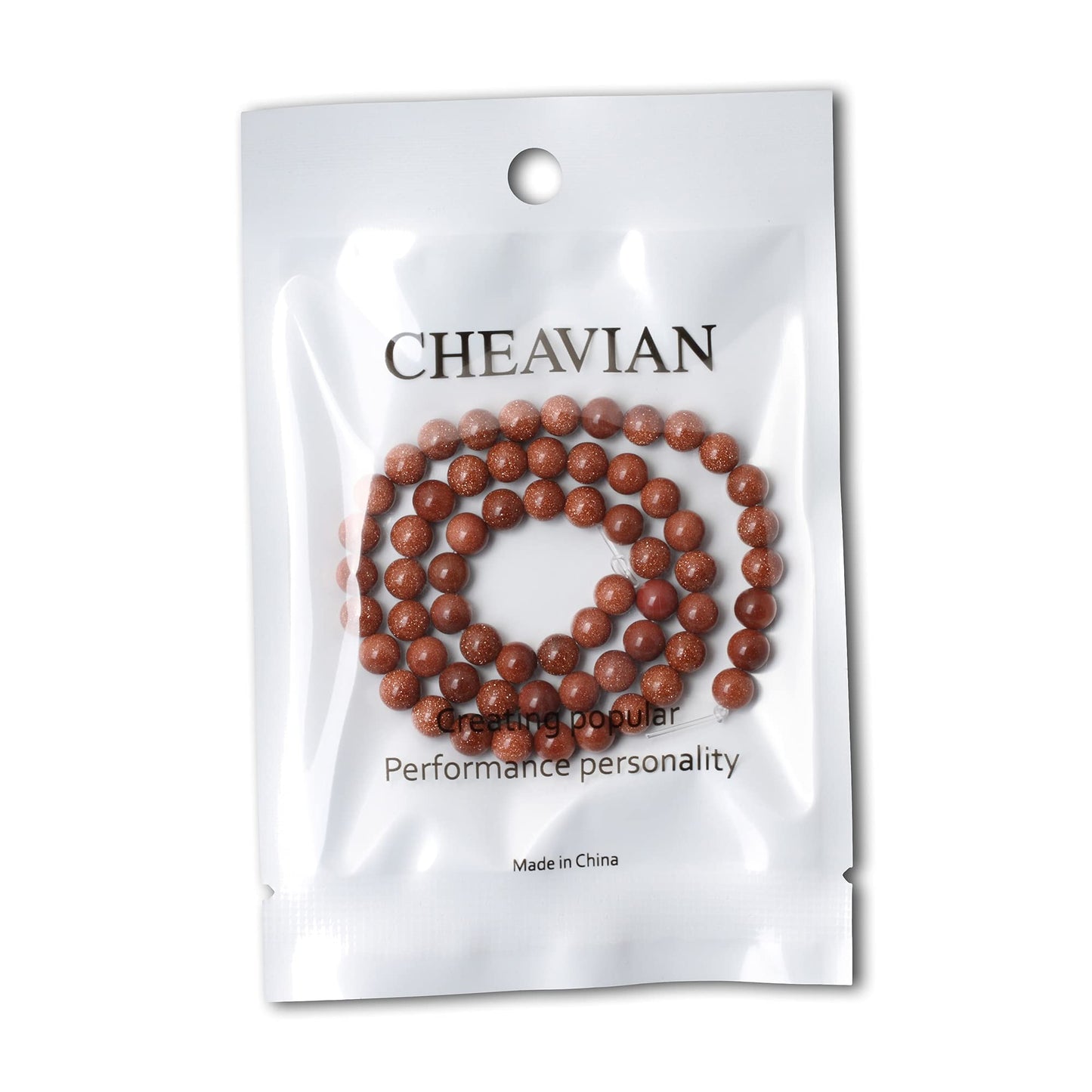 CHEAVIAN 60PCS 6mm Gold Sandstone Gemstone Round Loose Beads for Jewelry Making 1 Strand 15"