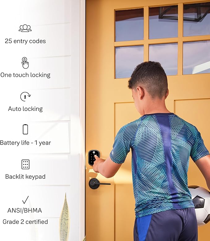 Yale Security Keyless Entry Touchscreen Deadbolt - Unlock Using Your Entry Code - No app or connectivity - Black Suede
