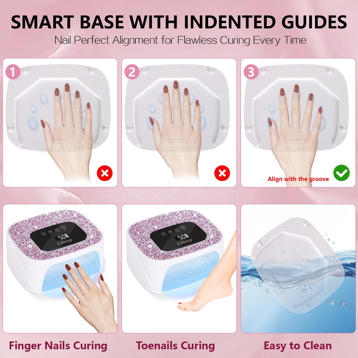 Linssy Rechargeable UV/LED Nail Lamp with Auto Sensor, Portable Cordless Gel Nail Dryer Light 4 Timings & Diamond LCD Screen, UV Light for Gel Nails at Home Salon (White)