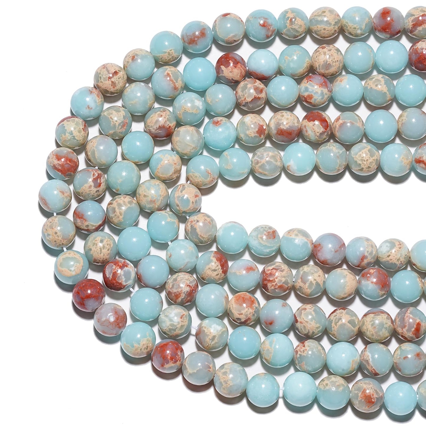 8mm Natural Sky Blue Jasper Gemstone Beads Polished Round Smooth Stone Beads for Bracelets Jewelry Making 15inch Loose Beads