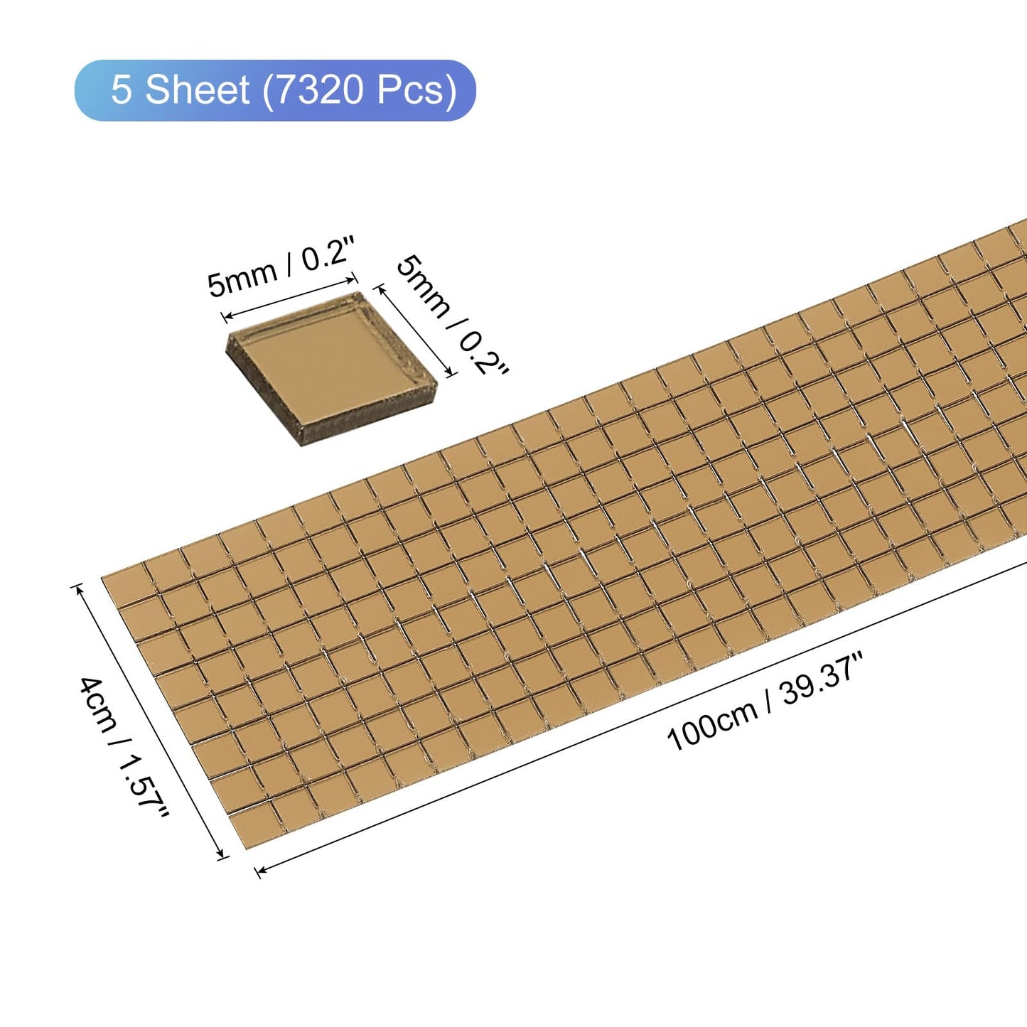uxcell 7320 Pcs 5 x 5mm Disco Ball Tiles, Mirror Brown Self-Adhesive Glass Mirror Mosaic Tiles for DIY Craft Decoration, Mini Tiles Stickers