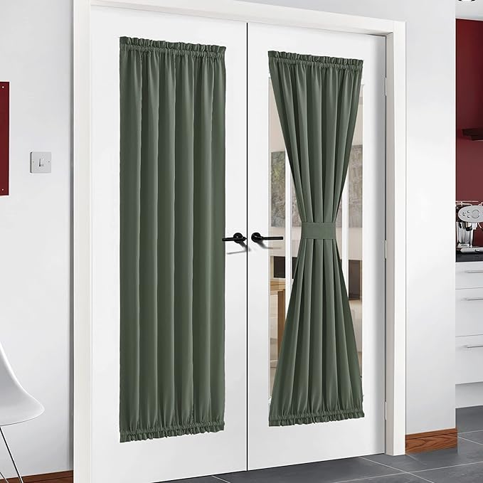 NICETOWN Door Curtain for Kitchen Window Privacy, Sliding Closet Curtain 72 Inch Insulated Thermal Front Cover, Blackout Doorway Rod Pocket Panel, 1 PC, W54 x L72, Dark Mallard