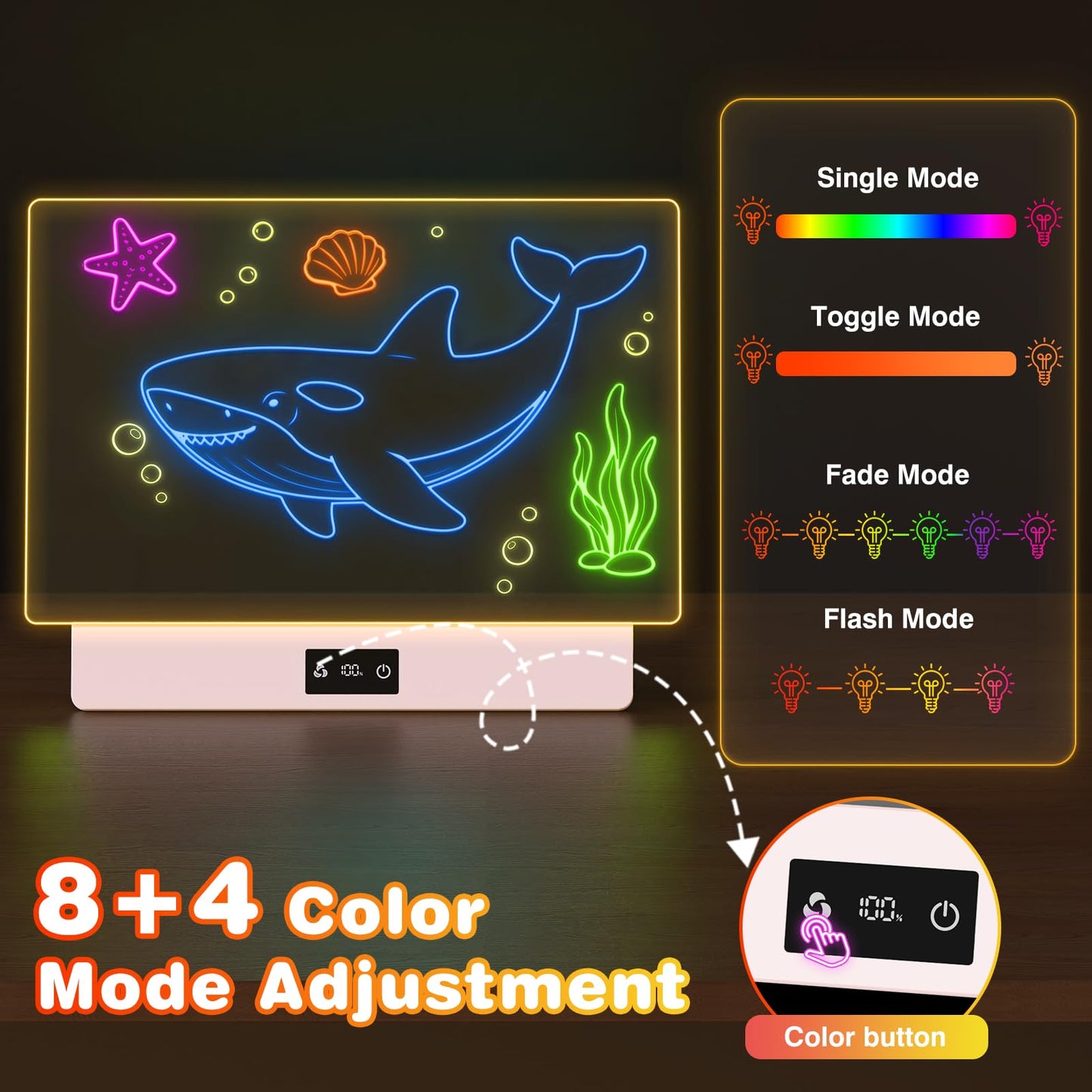 LED Drawing Board, 16" Rechargeable Light Up Drawing Pad with 2000mAh Rechargeable Battery, Multi-Functional LED Display Board for Drawing/Message/Night Light, Creative Gift Art Kit, Pink