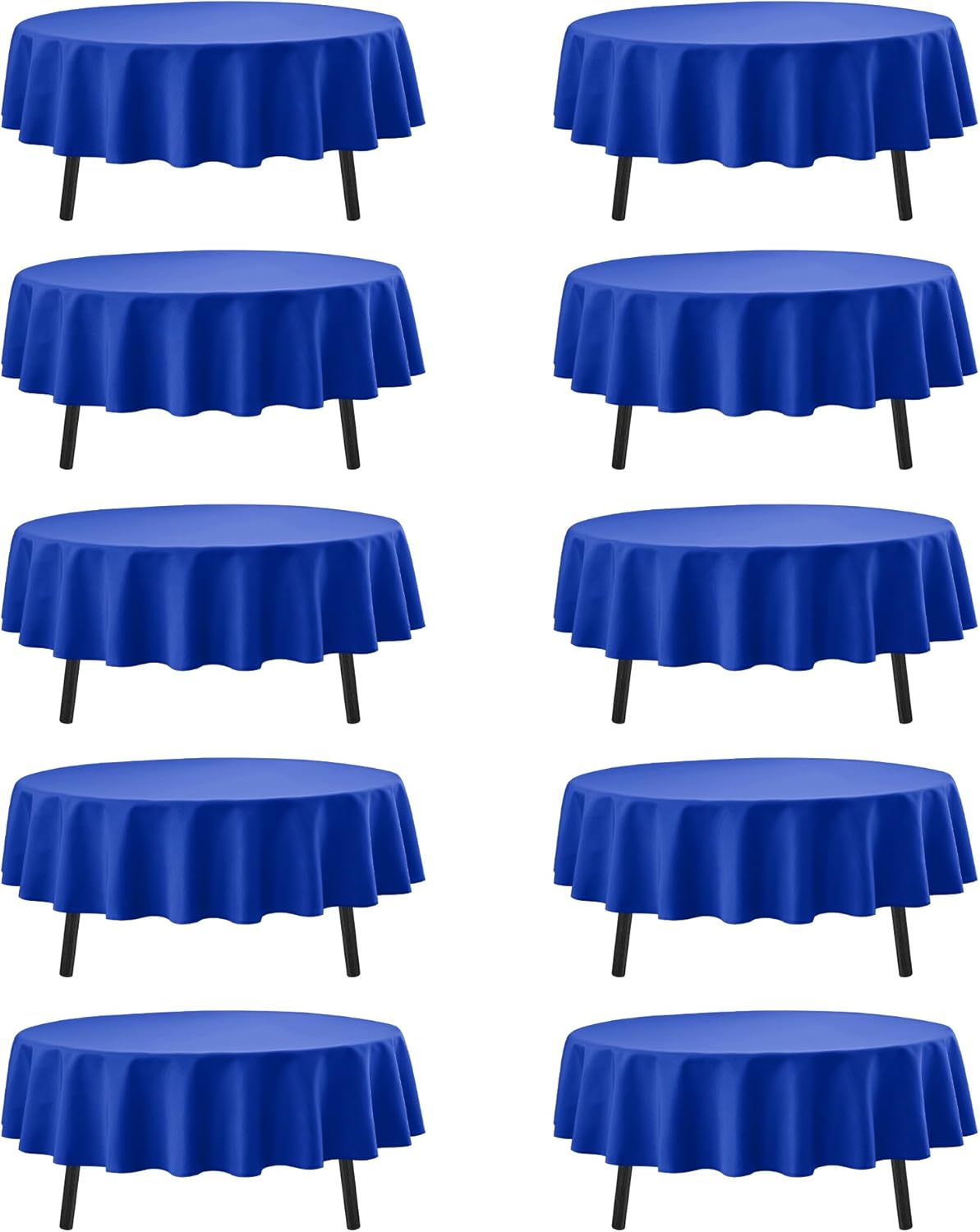 10-Pack Royal Blue Round Tablecloths, 84 Inches, Stain-Resistant Polyester for 3-5 Ft Round Tables - Washable Table Covers for Weddings, Banquets, Birthday Parties, Events