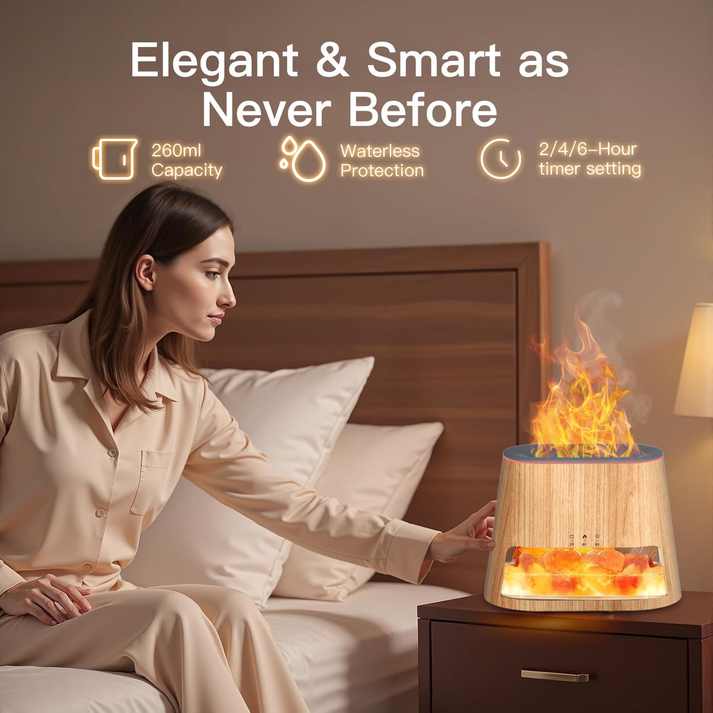 BieJiahWeiBie Luxury Himalayan Salt Lamp Humidifier & Aromatherapy Diffuser - 8 Color Mood Lighting w/Remote for Spa, Bedroom, Home Relaxation260ml (Wood)