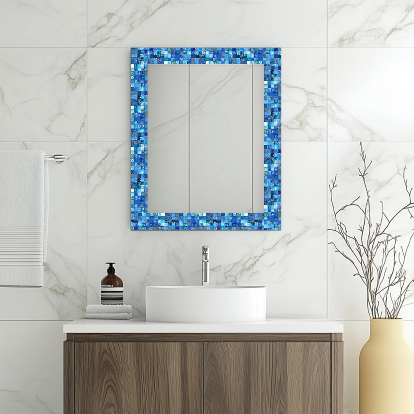 HOMETITUTE Wallpaper Border 4x196 Inch Peel and Stick Wall Border Wallpaper Border Self Adhesive Mosaic Tile Style Trim for Bathroom Kitchen Backsplash Mirror Frame Sink Cabinet Laundry Wall Decor
