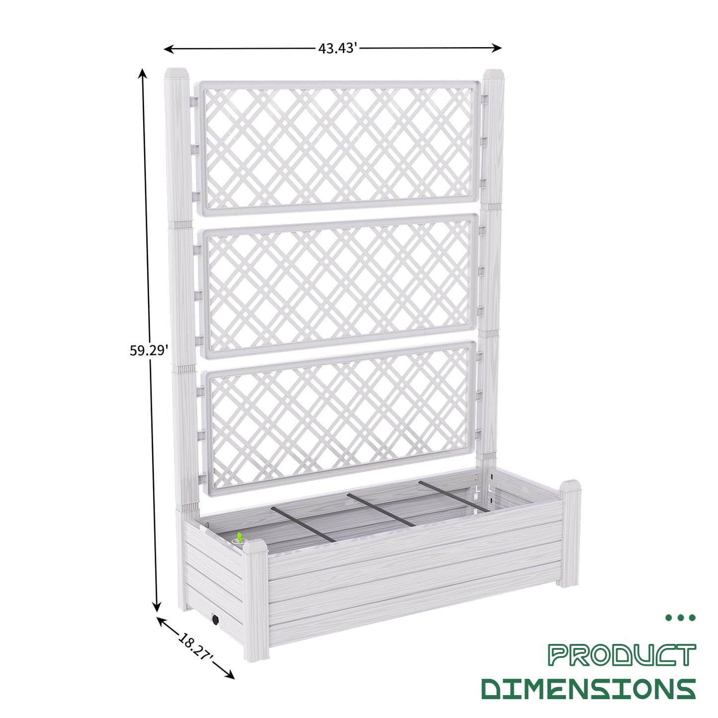 ASKPASS Elevated Raised Garden Bed with Trellis,Resin Planter Boxes Outdoor for Backyard Balcony,Large Patio Planter Box for Herbs Flowers Vegetables(Ashen)