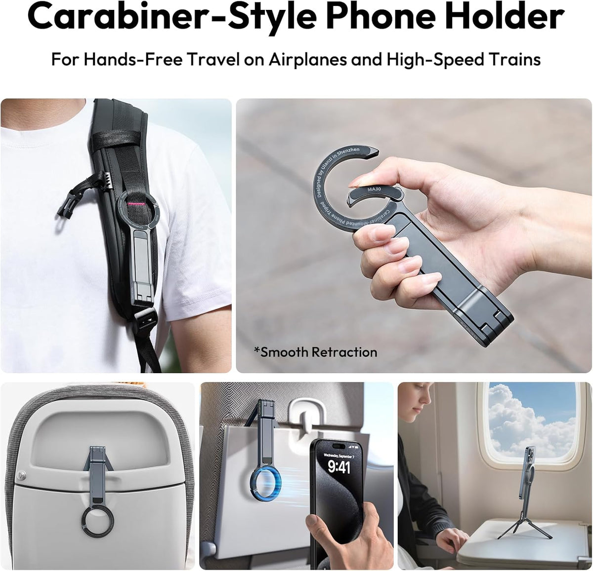 ULANZI MA30 Magnetic Phone Tripod Stand for iPhone - Aluminium Maglock Smartphone Mini Tripod Pocket Cell Phone Stand Strong Magnet Quick Mount Compatible with iPhone 16 15 14 13 12 Series, Dark Gray
