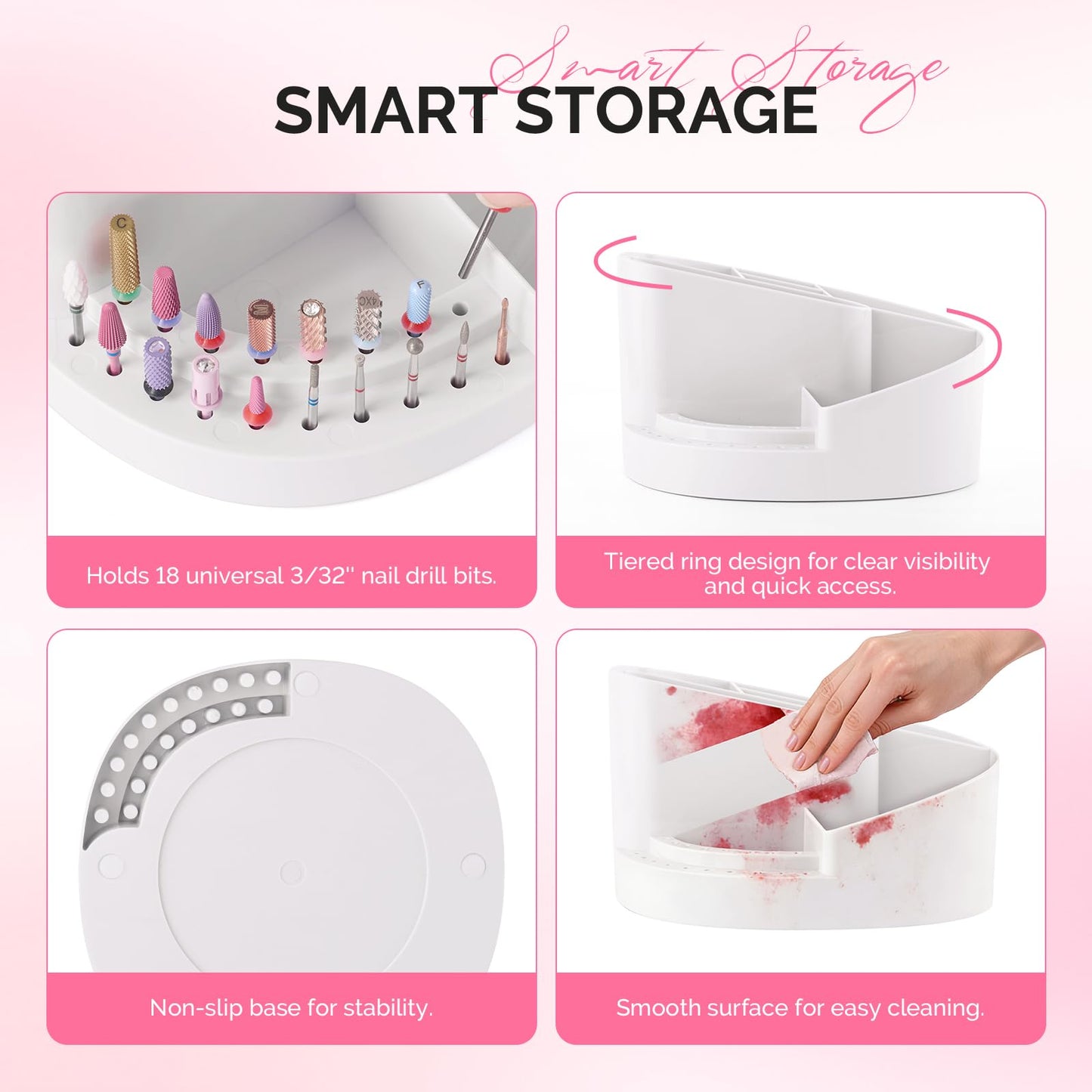 MelodySusie Acrylic Nail Tools Storage Box and Handheld Cordless UV Nail Lamp with LCD Display & Eye-Protection Cover