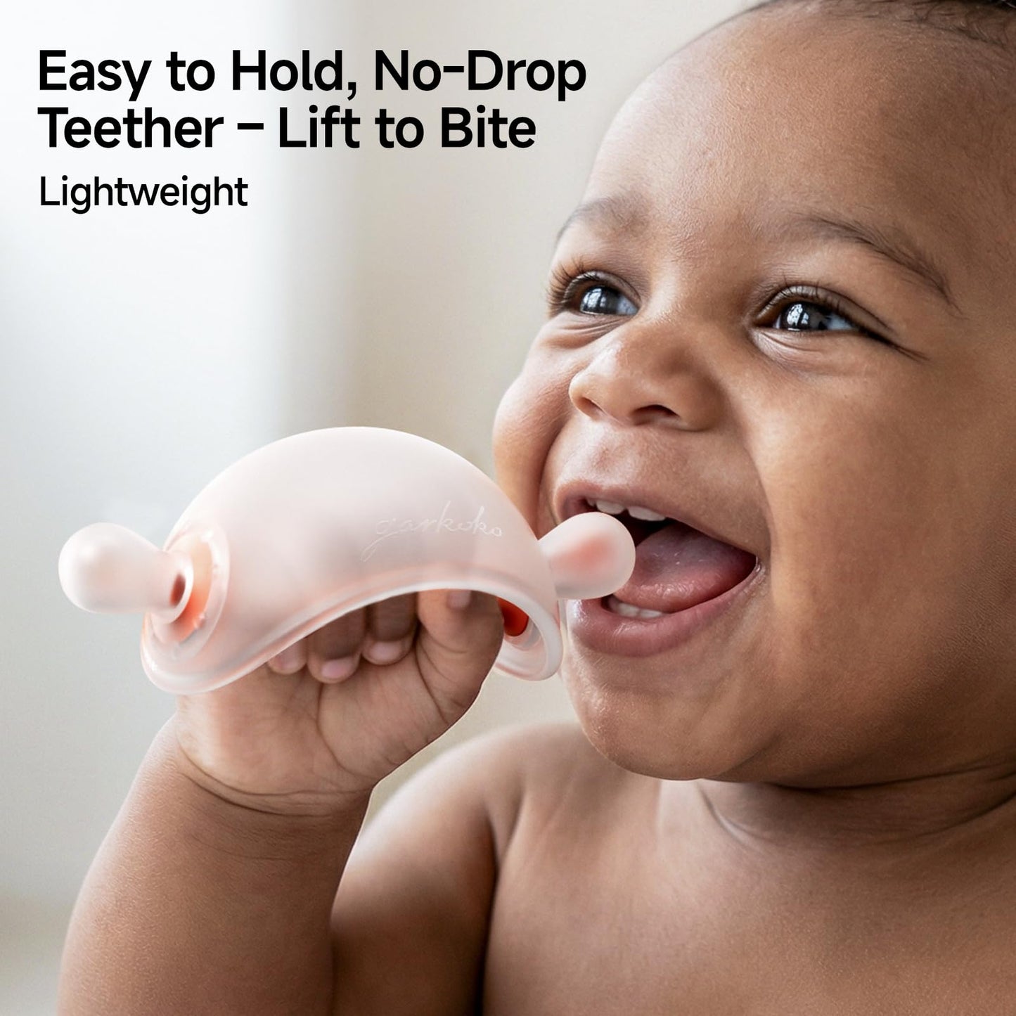 Garkoko Baby Teething Toys for Teething Relief, Silicone No-Drop Baby Teether Toys for 3-6 & 6-18 Months, BPA-Free Infant Chew Toy