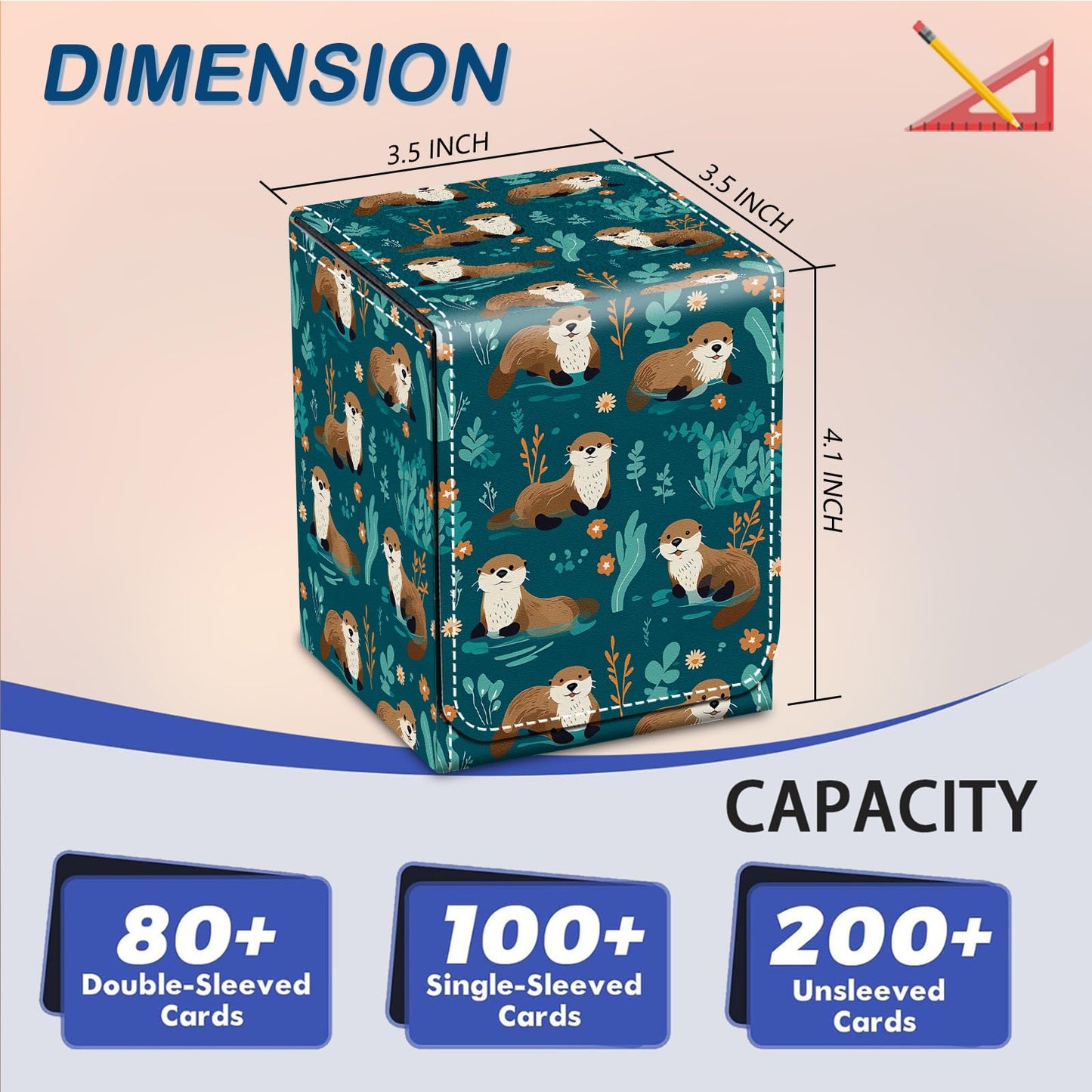 CAPAUNVDA Card Deck Box for MTG Commander Trading Cards with Magnetic Closure,Premium Card Storage Box Case Cover for MTG TCG CCG Magic Cards,Otter Animal Pattern