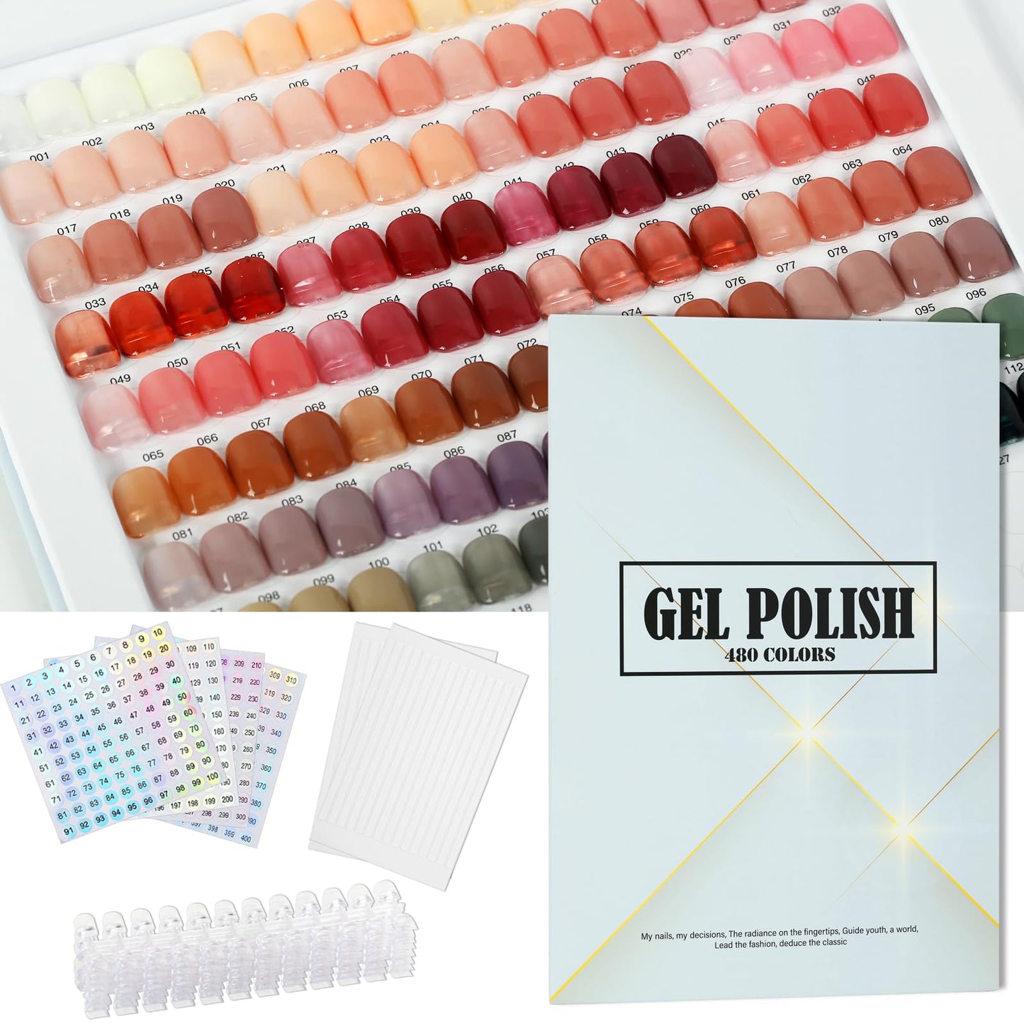 C12rtive 480 Nail Colors Book,Professional Nail Polish Chart Book with 600 Practice Tips & 1-500 Number Labels, Pre-Numbered Slots,Perfect for Salons and Home Use(Starry Sky)
