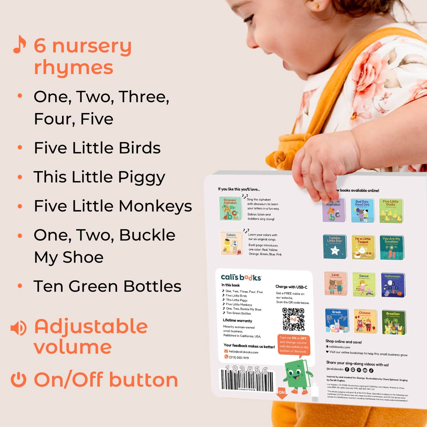 Cali's Books ABC & Count Bundle - Educational Learning Toys for Toddlers, Number, Alphabet, Music Book for 1 Year Old
