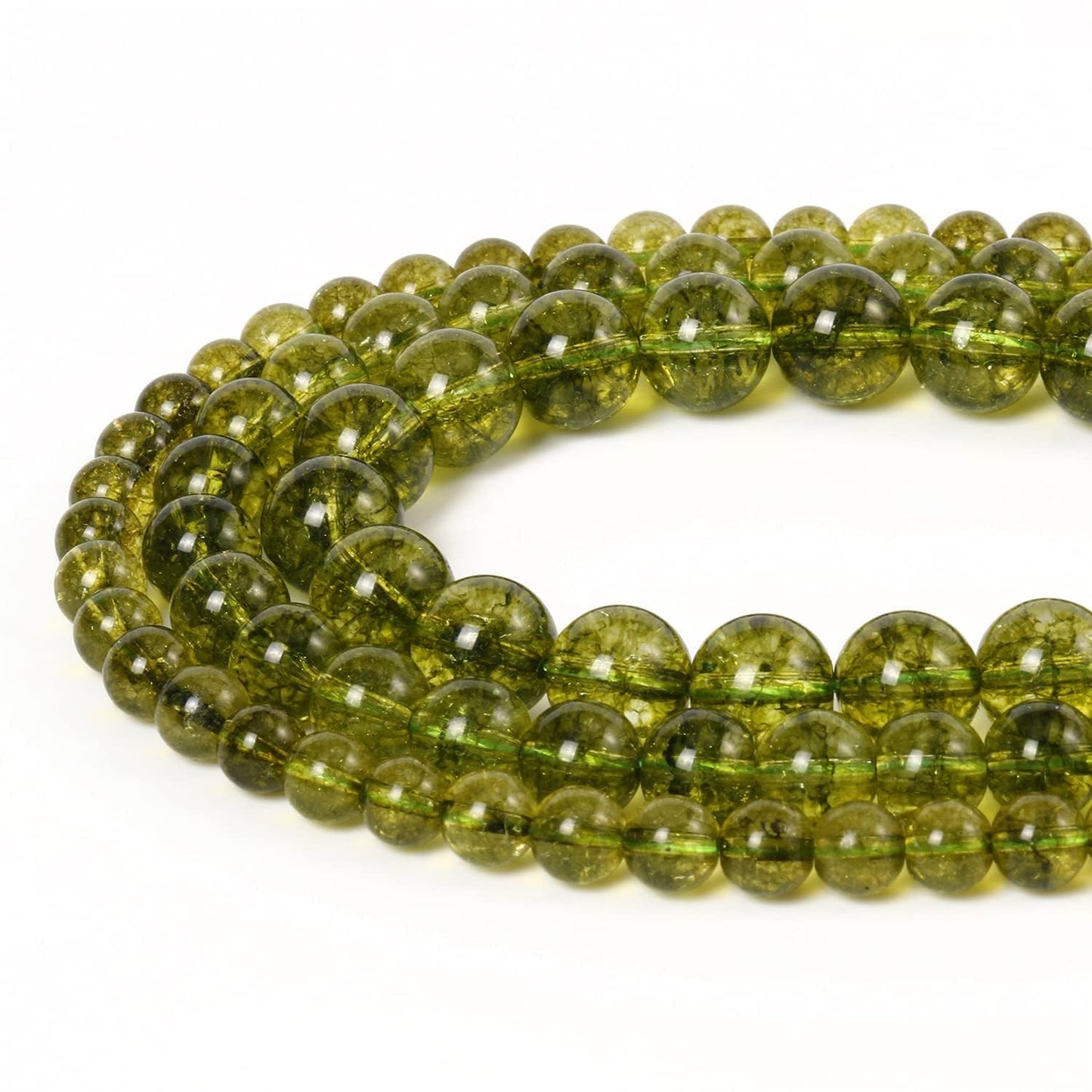 About 60pcs 6mm Natural Stone Beads Peridot Beads Crystal Gemstone for Jewelry Making, DIY Bracelet Necklace