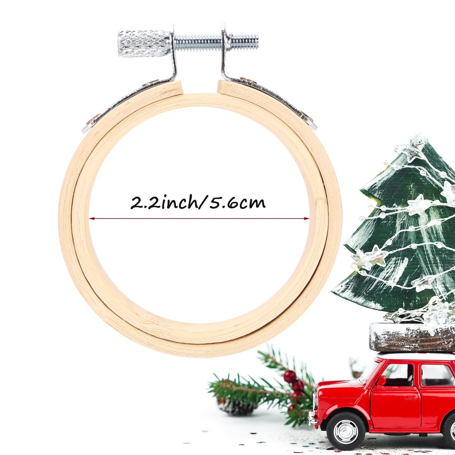 Caydo 10 Pieces 2.2 Inch Mini Embroidery Hoops Adjustable Circle, Cross Stitch Hoop Ring for Embroidery, Art Craft Handy Sewing, and Home Decoration