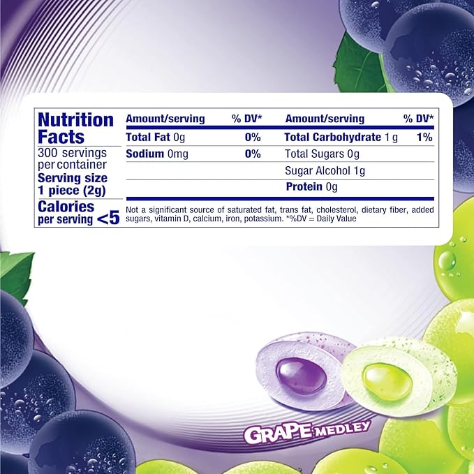 Mentos Pure Fresh Sugar-Free Chewing Gum with Xylitol, Grape Medley, 50 Piece Bottle (Bulk Pack of 6)