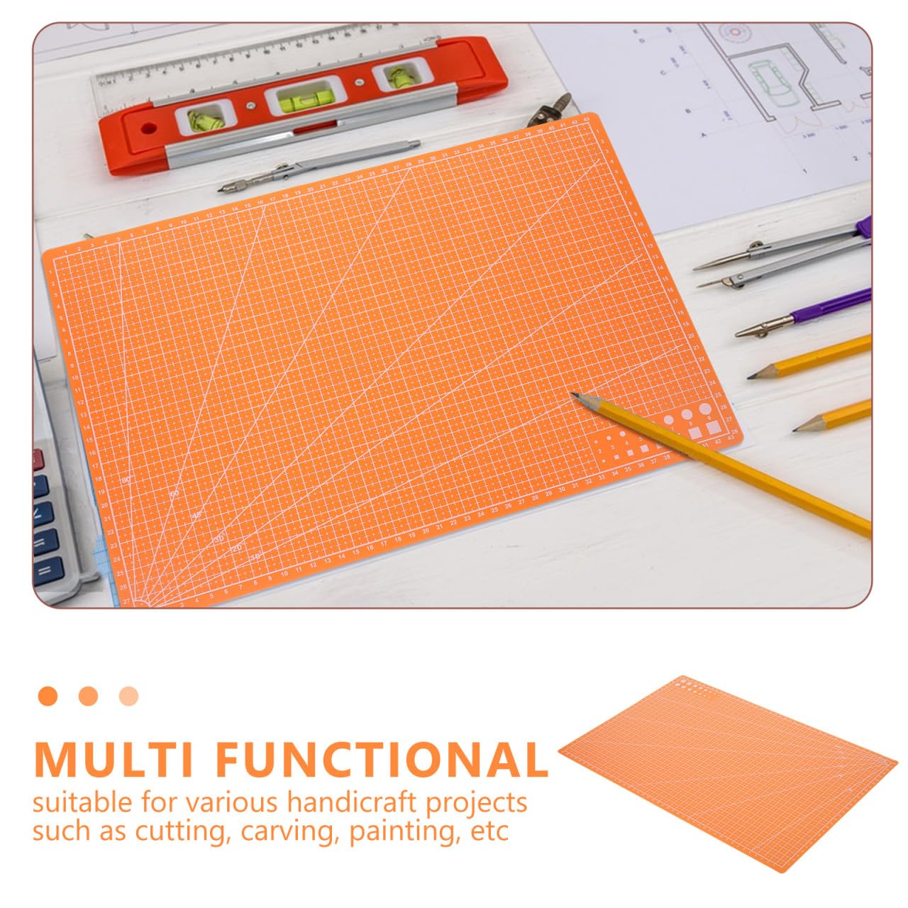 SHINEOFI Double-Sided PVC Mat for Diy Crafting Sculpting and Painting 24 x 36 Gridded Craft Board for Scrapbooking