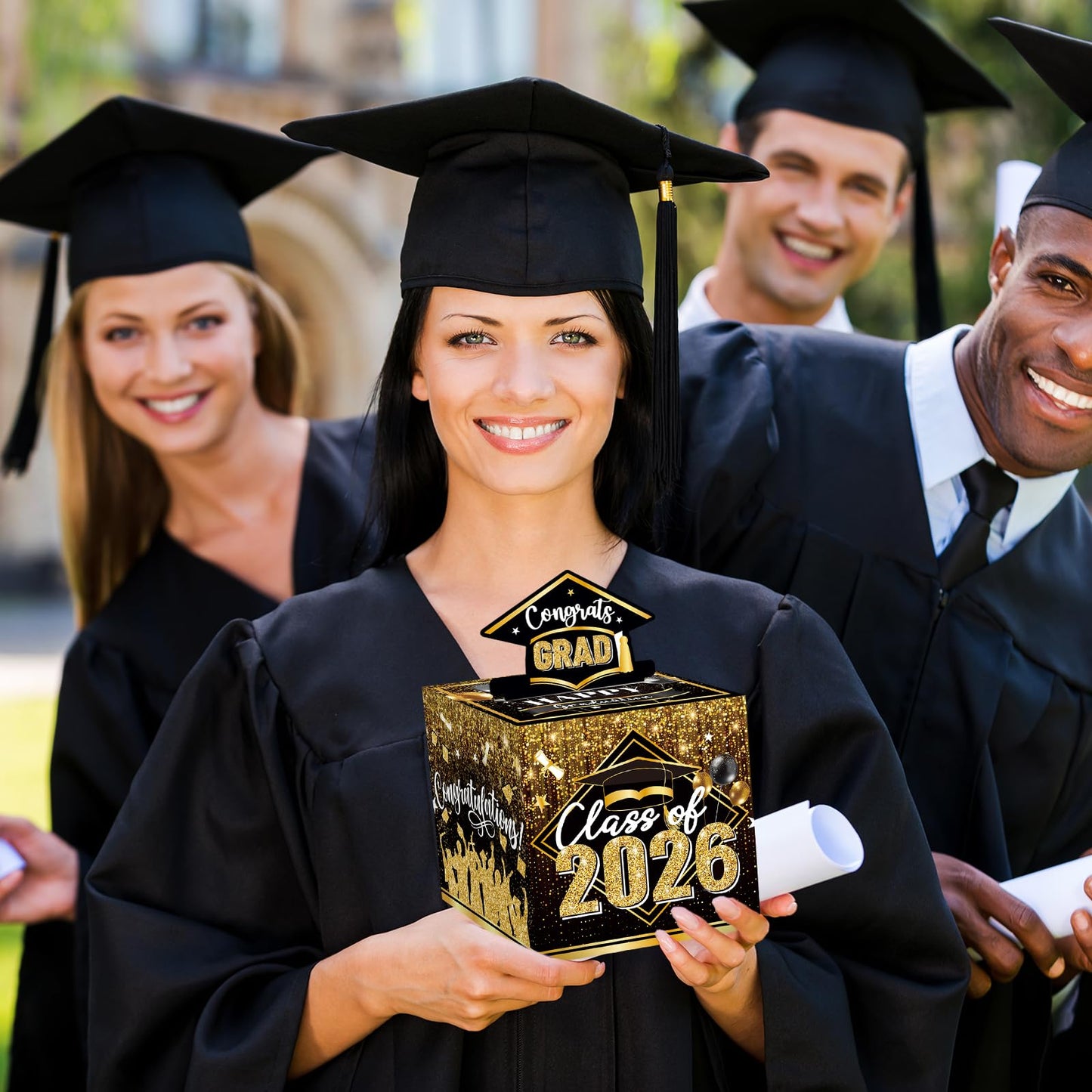 Graduation Money Box for Cash Gift Pull, Black Gold Money Pull Box Gift 2026 Grad Suprise, Funny Graduation Party Gift Pull Money Cash, Graduation Money Holder for Cash with Pull Out Card DIY Set