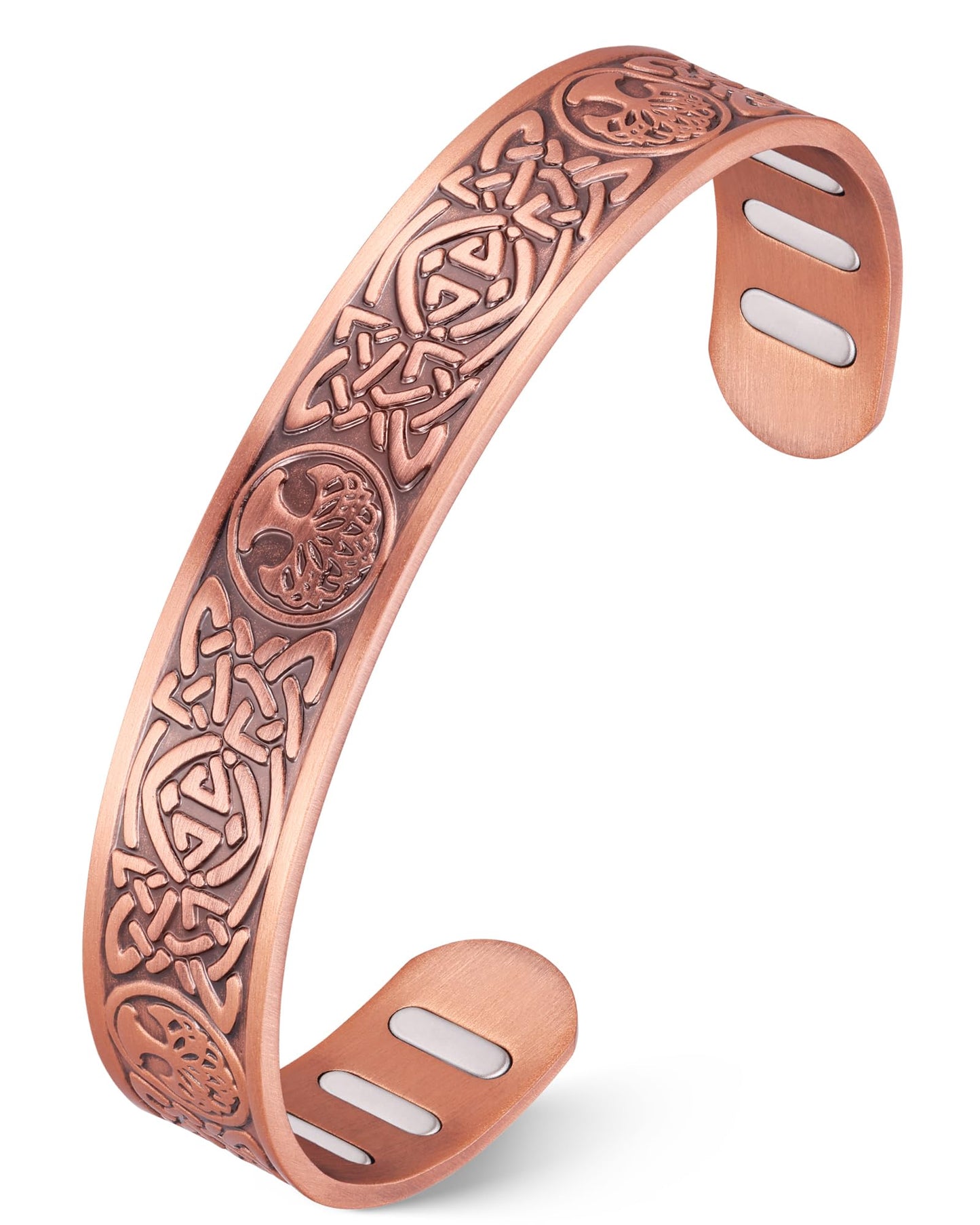 Jecanori Copper Magnetic Bracelets for Men and Women–Upgraded Oval Magnets-Adjustable Cuff Bangles