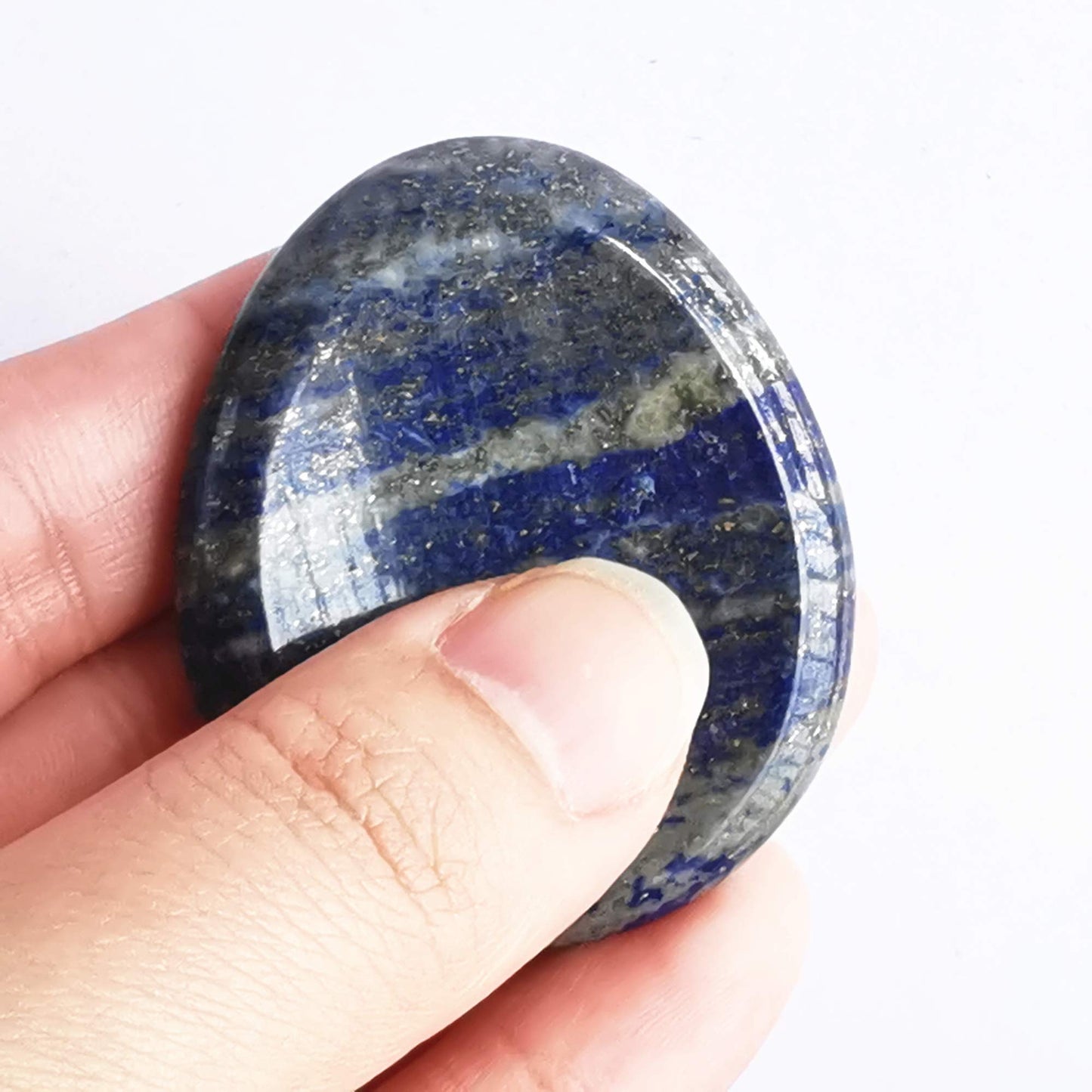 Bacatgem Natural Lapis Lazuli Water Drop Chakra Thumb Worry Stone,Stress Relax Healing Reiki Crystal Pocket Palm Stones