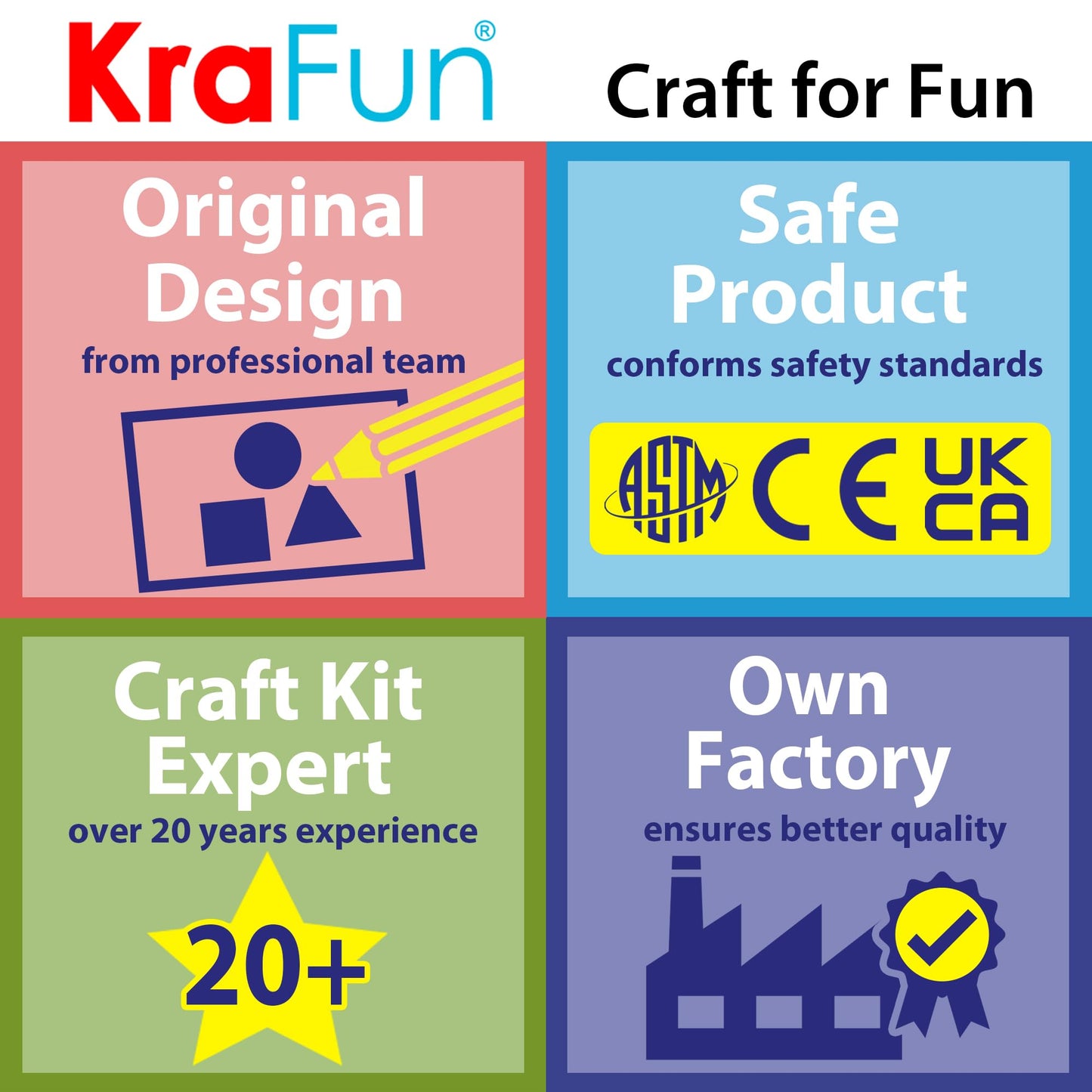 KRAFUN My First Cross Stitch Kit for Kids Age 5+, 6 Beginner Embroidery Projects, Arts & Crafts Gift for Girls & Boys, DIY Felt Keyring Bag Pillow Coaster Card Holder Wall Art