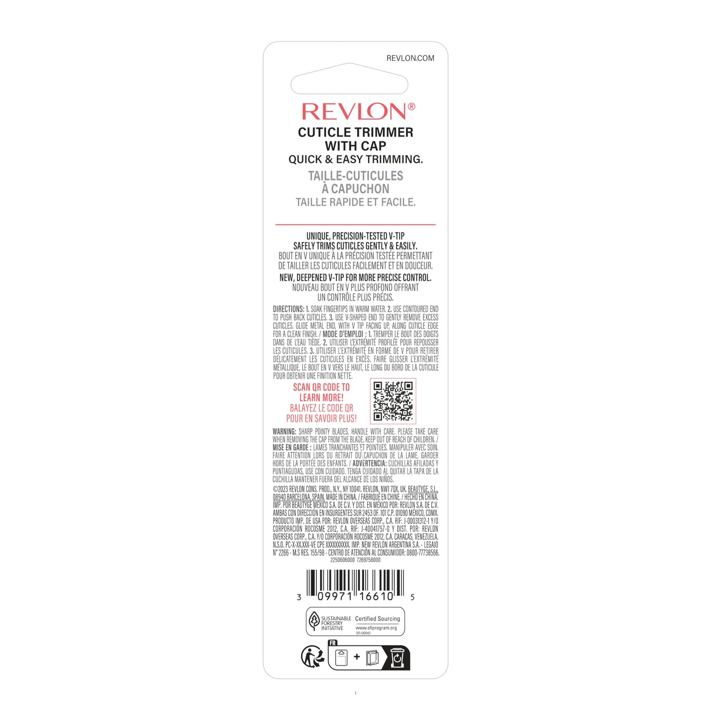 Revlon Cuticle Trimmer With Cap, High Precision V-Tip and Comfortable Grip for Gentle and Easy Trimming, 1 Count (Pack of 2)