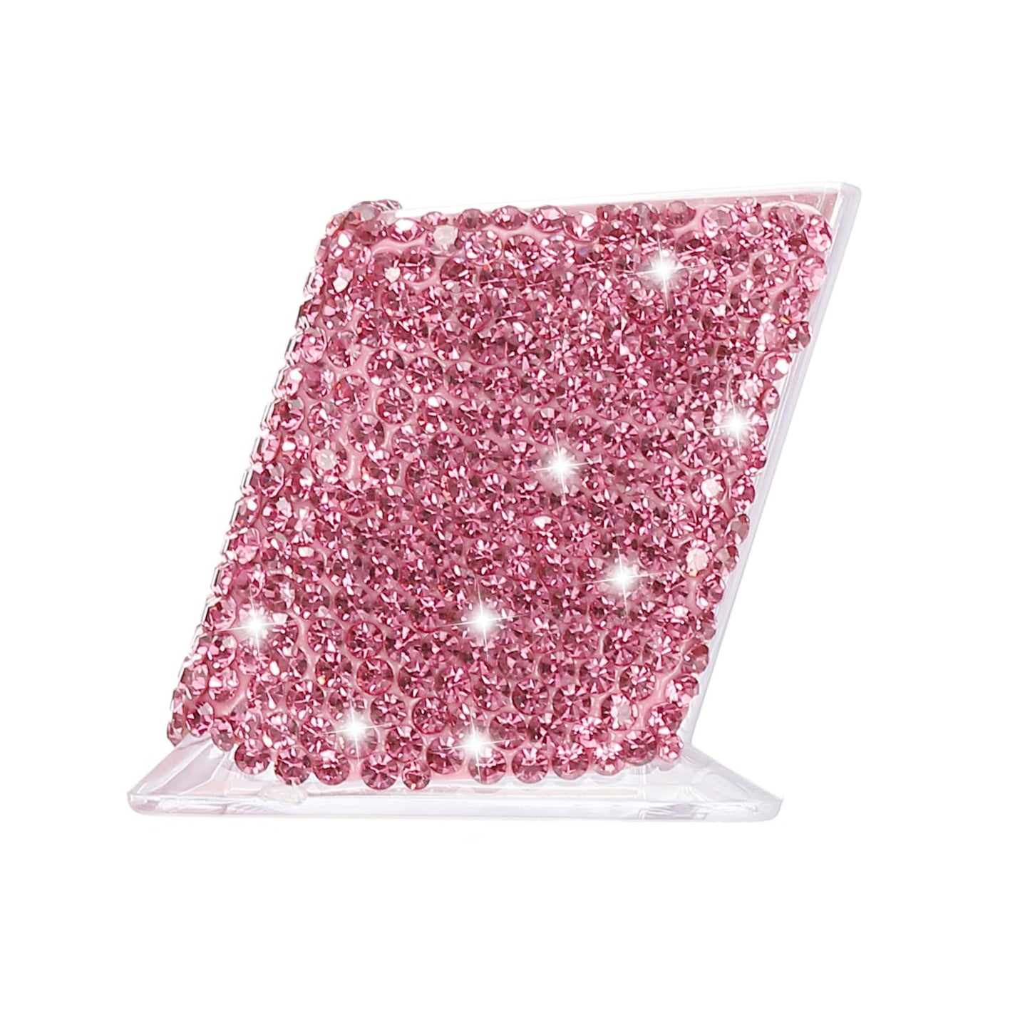 PATIKIL Rhinestone Business Card Holder, 2Pcs Crystal Business Card Holders Bling Business Card Organizer Display Stand for Desktop Desk Office Exhibition, Pink