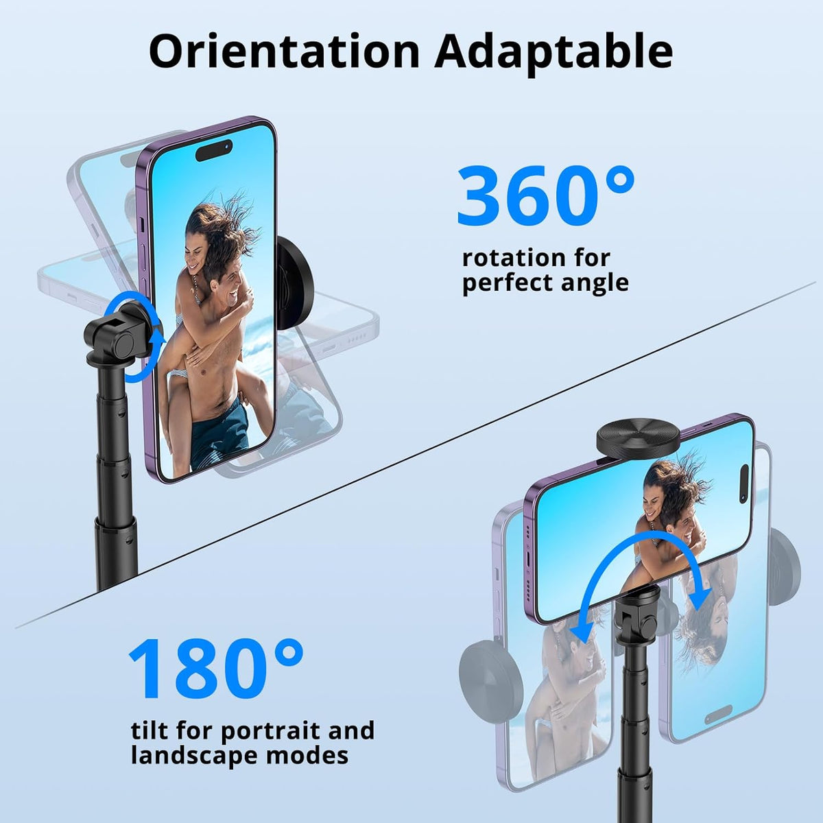 ATUMTEK 51" Selfie Stick Tripod, All in One Extendable Phone Tripod Stand with Bluetooth Remote 360° Rotation for iPhone and Android Phone Selfies, Video Recording, Vlogging, Live Streaming, Black