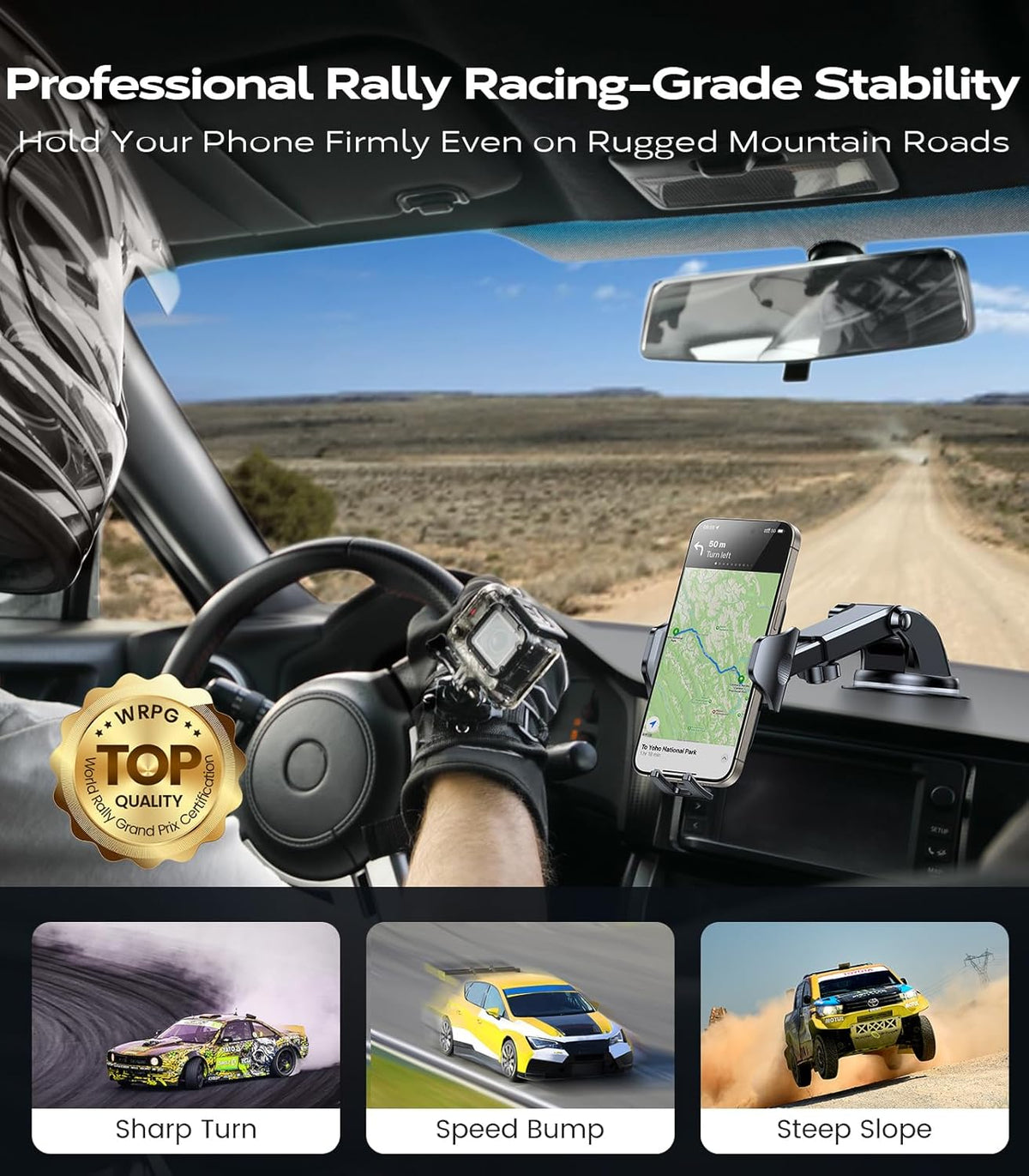 VICSEED [True Strongest Suction] [Rally Racing-Grade Stability] Phone Holders for Your Car 2025 Upgraded Car Phone Holder Mount Truck Stand Cradle for iPhone Samsung All Phones, Yellow